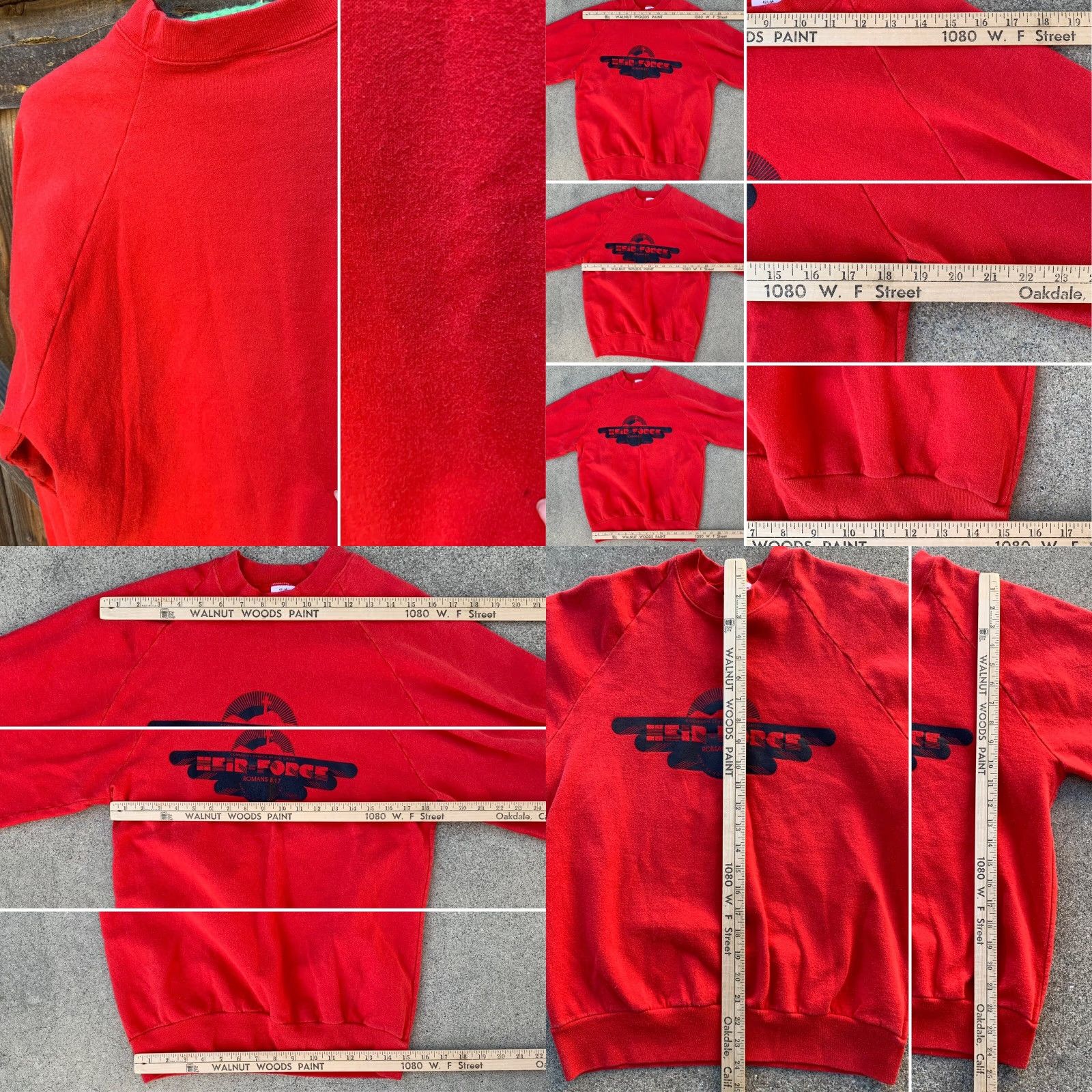 Vintage Belton Red Raglan Sweatshirt Men L Graphic Print Christian Heir Force Romans 8:17 Vintage 70s 80s USA Shirt Pullover Crew Neck Size US L / EU 52-54 / 3 - 8 Thumbnail
