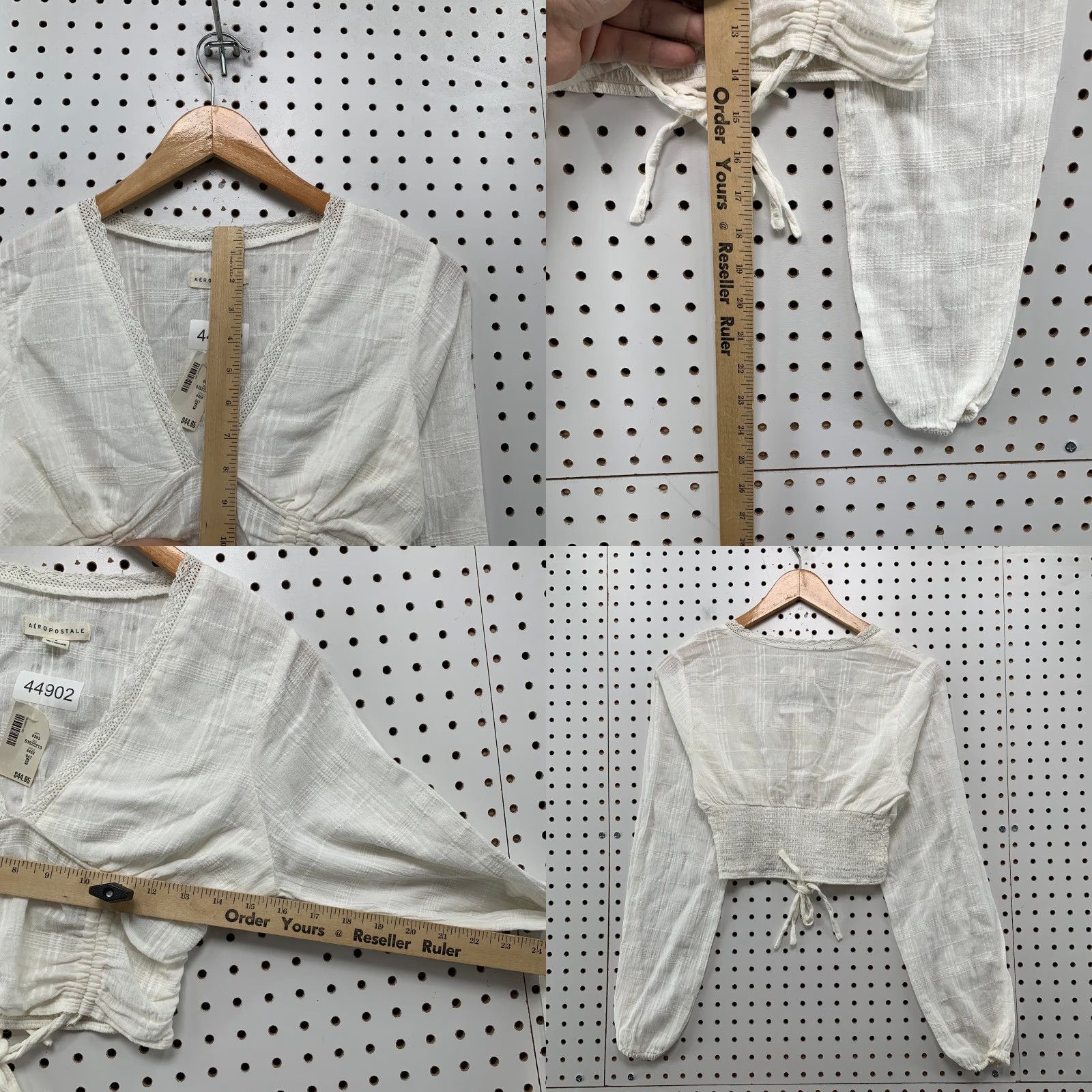 Vintage NEW Aeropostale V-Neck Blouse Womens Small White Double Cinch Cropped NWT Size S / US 4 / IT 40 - 8 Thumbnail