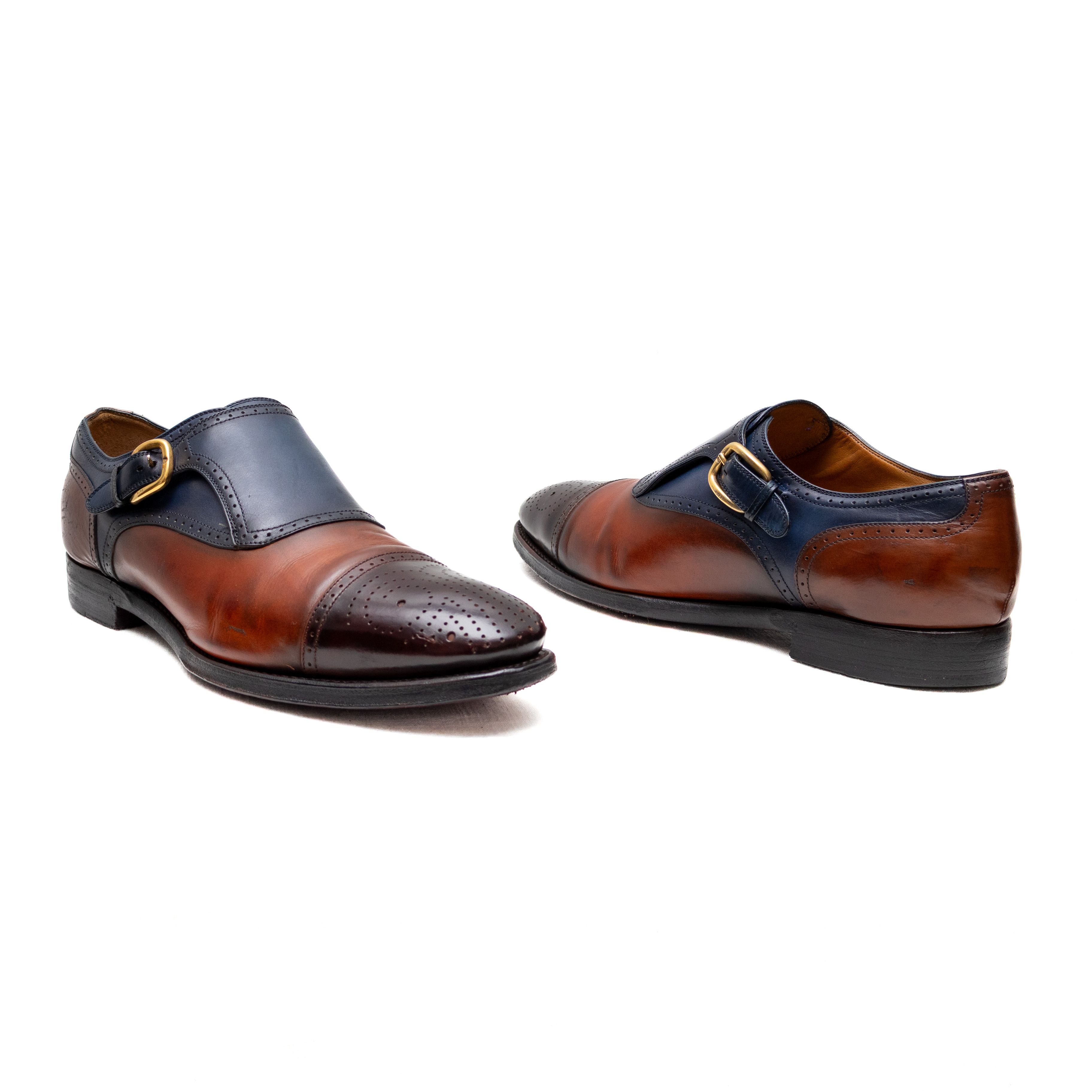 Gucci Gucci Men’s Leather Monk Strap Brogue Cap Toe Dress Shoes 9 Size US 9 / EU 42 - 2 Thumbnail