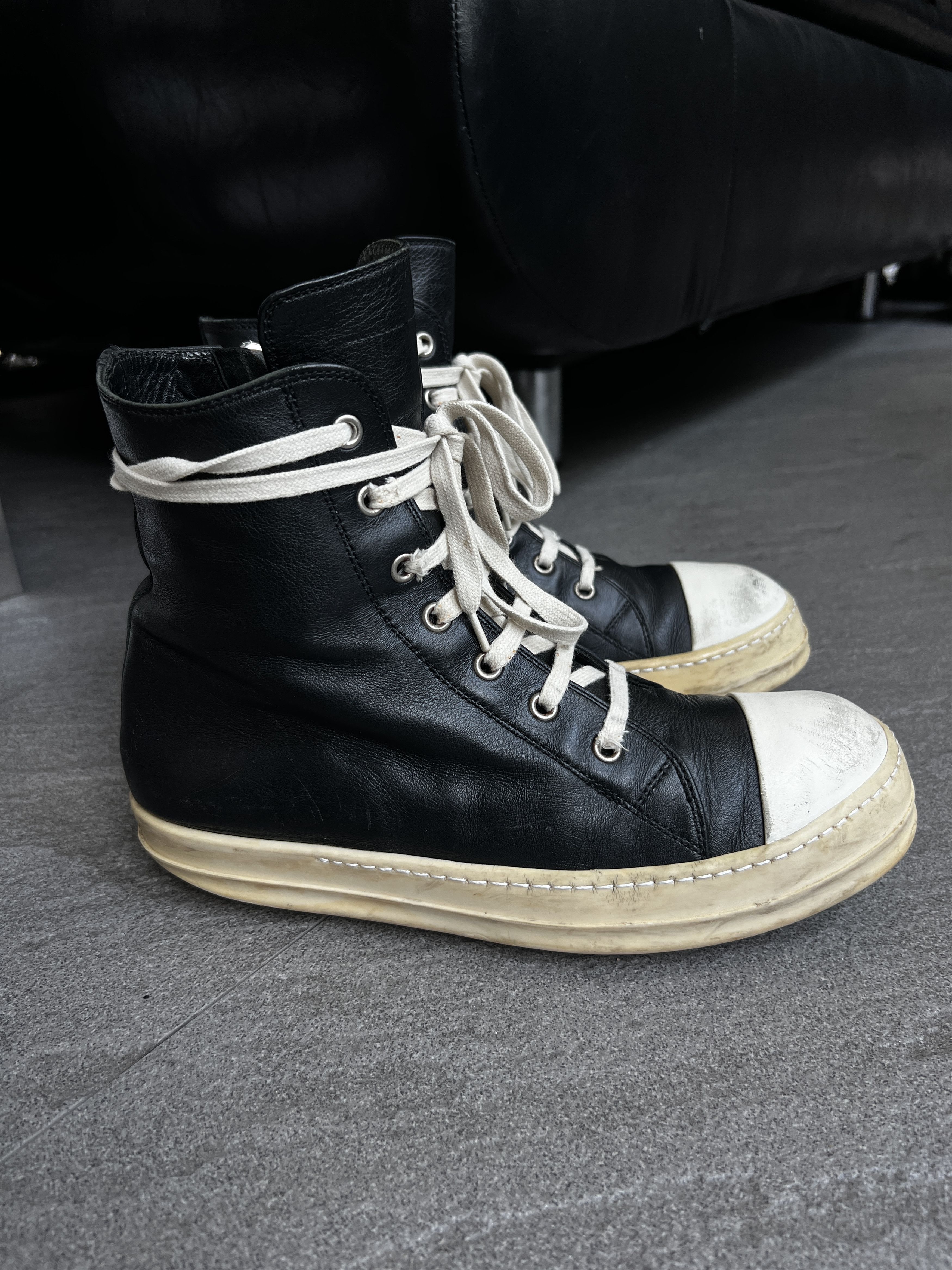 Rick Owens Rick Owens Ramones High Black Milk EU41 Size US 8 / EU 41 - 3 Thumbnail