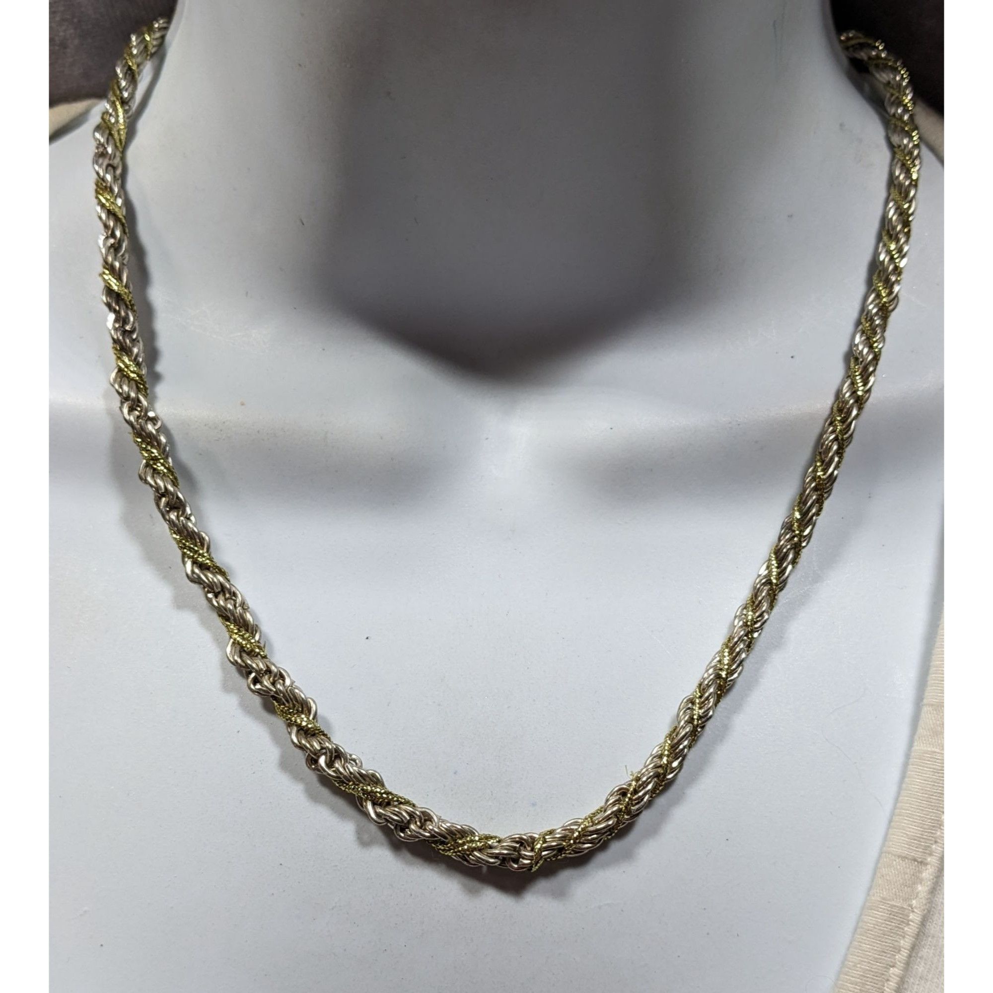 Other Vintage Twisted Rope Chain Silver And Gold Tone Marked KR Size ONE SIZE - 4 Thumbnail