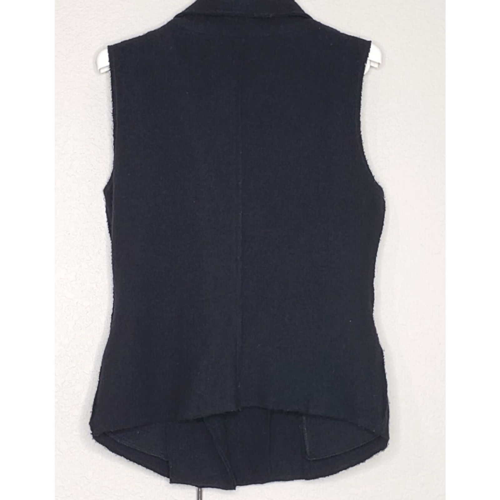 Vintage VINTAGE Duarte Vest XS Black Side Zip Turn Down Collar 100% Boiled Wool Pockets Women Size XS / US 0-2 / IT 36-38 - 2 Thumbnail
