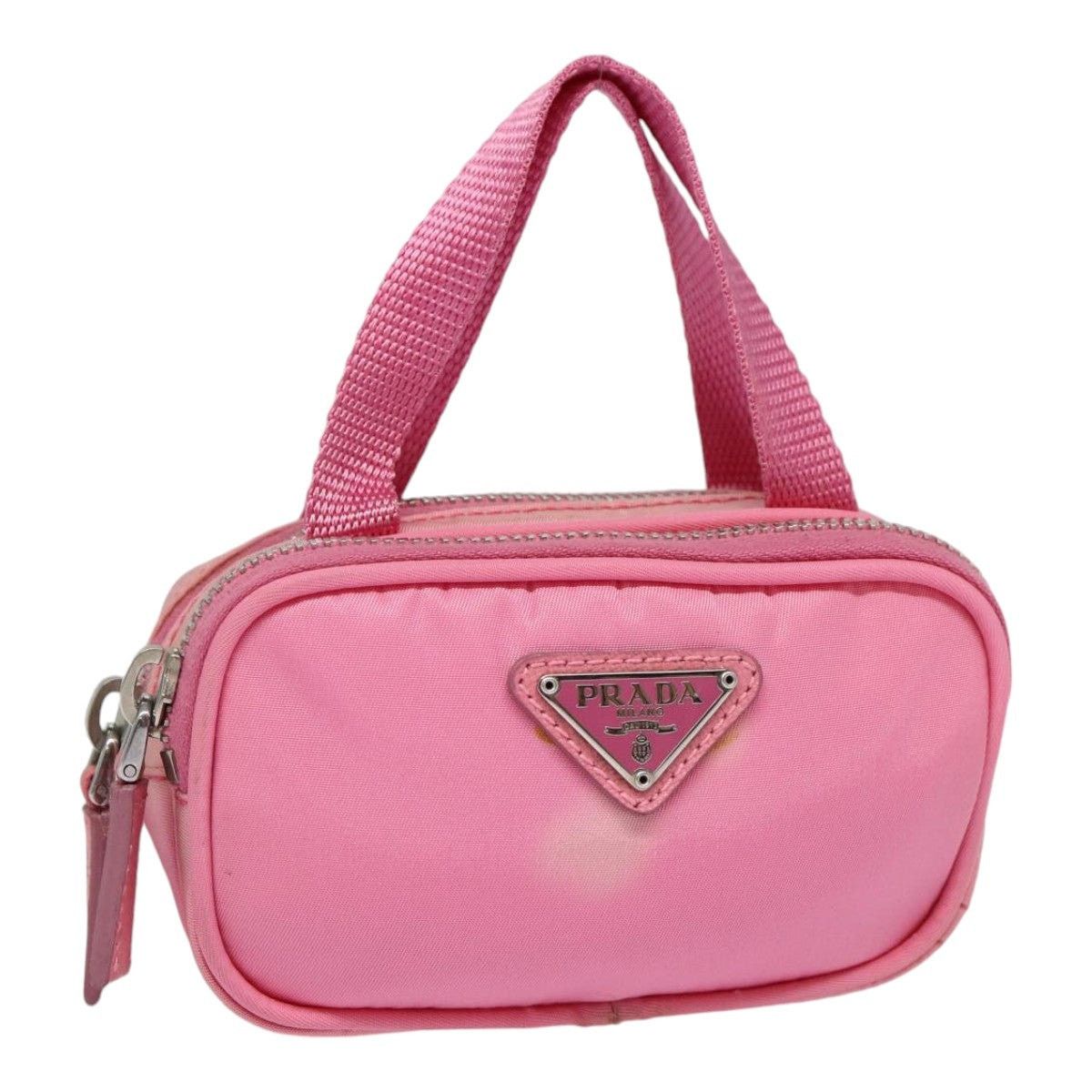 Prada Mini Hand Bag Nylon Pink Silver, Women's