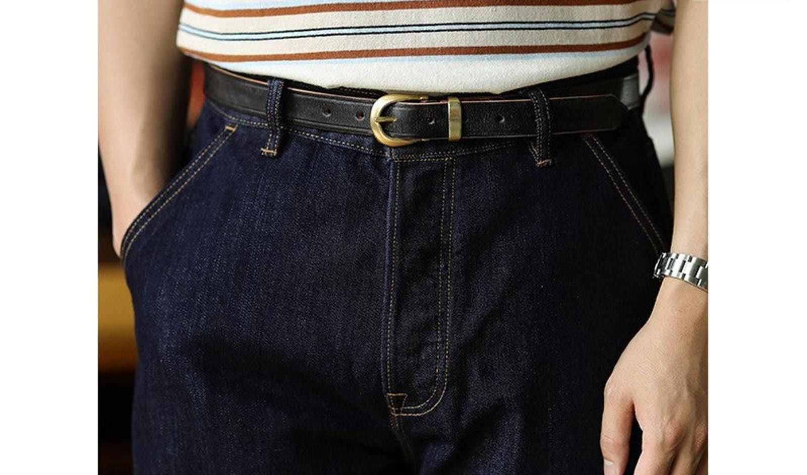 Vintage Leather Belt – Brass Single Prong Workwear Style