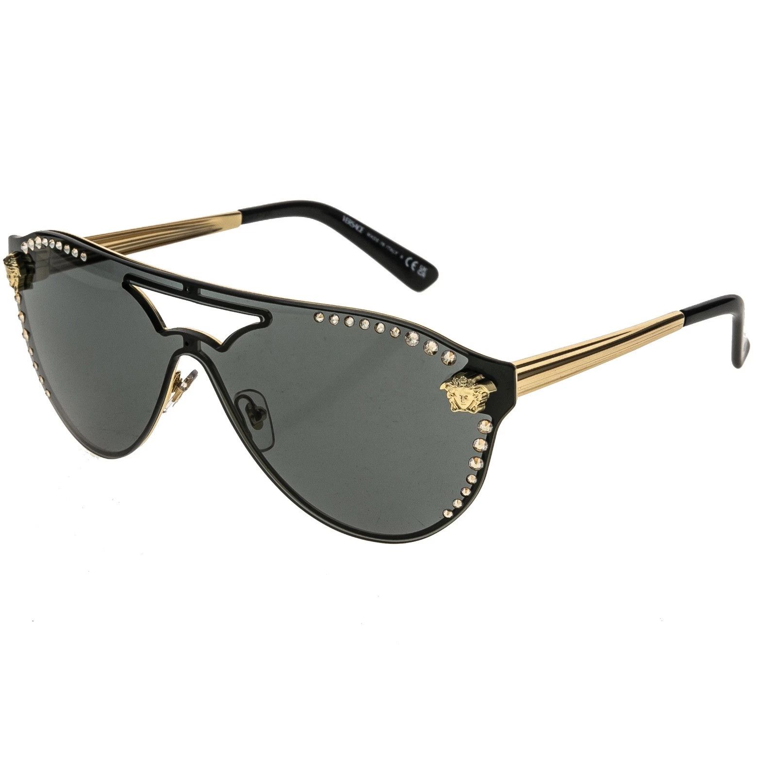Versace VERSACE VE2161B GLAM Crystal 2161 Black Aviator Sunglasses Size ONE SIZE - 9 Thumbnail