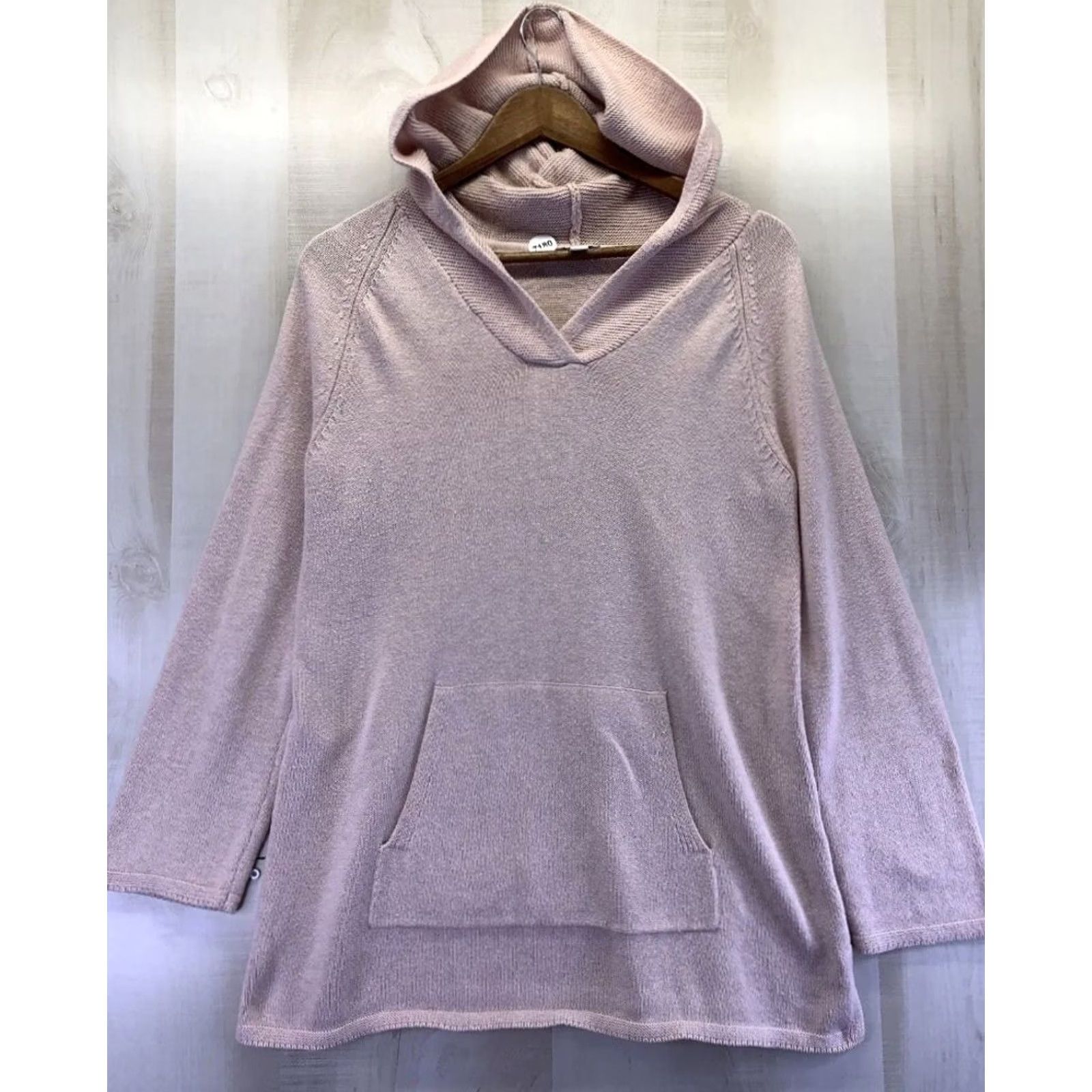 J. Jill J. Jill Silk Blend Hooded Pullover Sweatshirt Pink/Green Knit M Womens Pullover Hooded Silk Blend Knit Sweatshirt Size M / US 6-8 / IT 42-44 - 4 Thumbnail