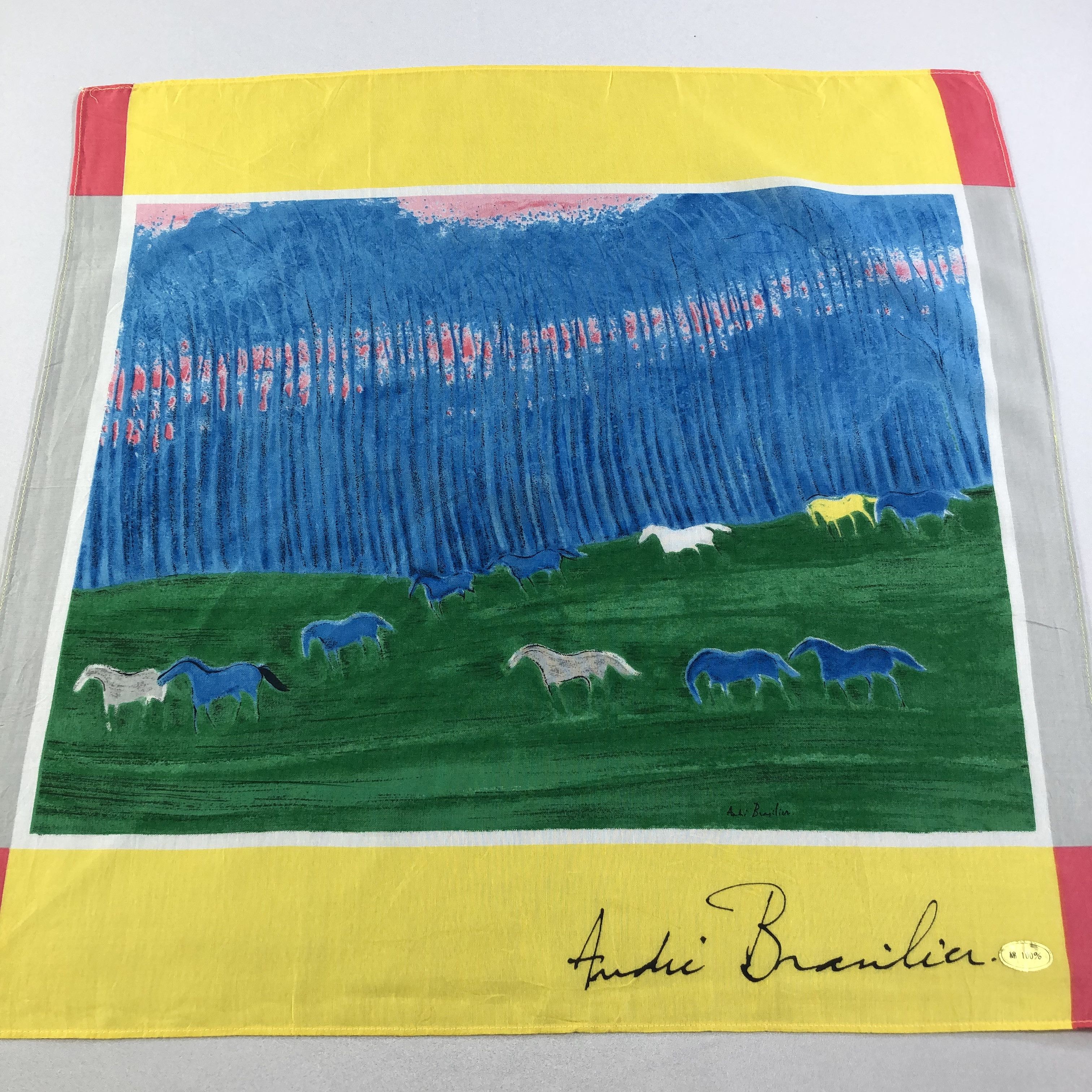 Vintage Andre Brasilier Art Handkerchief Neckerchief Bandana H1908 Size ONE SIZE - 6 Thumbnail