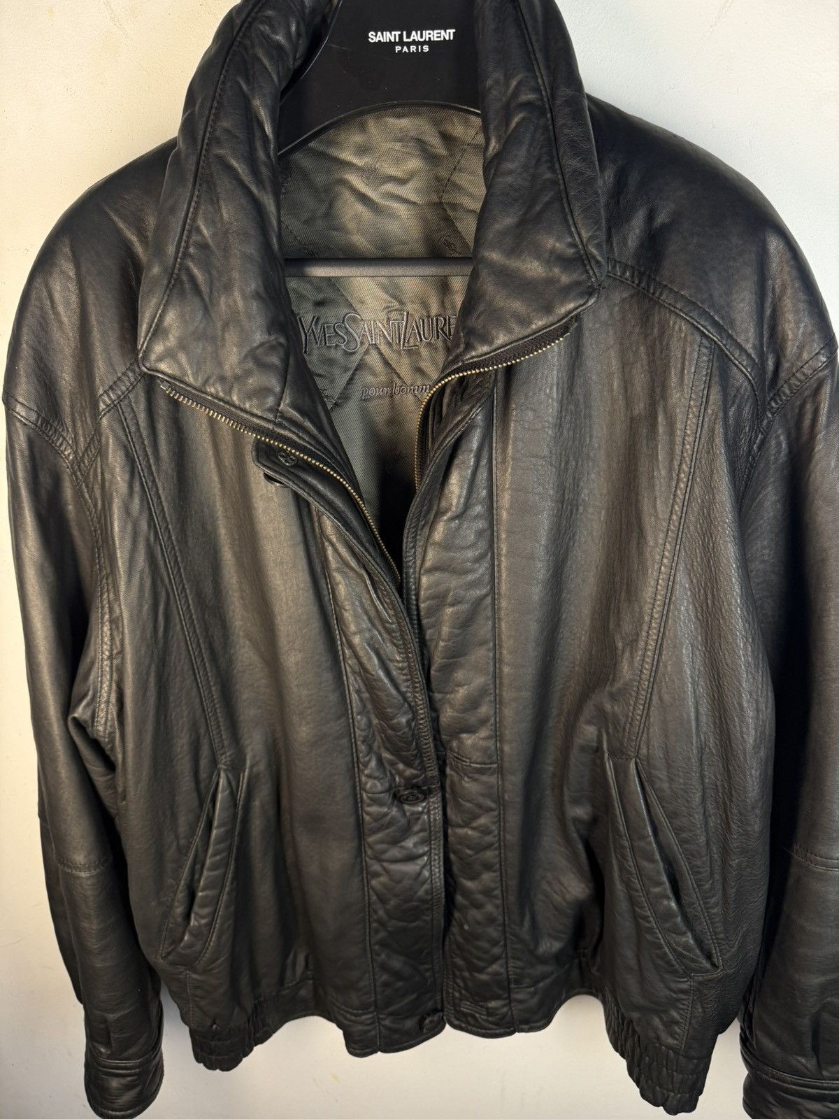 Yves Saint Laurent 90s YSL Leather Jacket Black Soft Vintage Rare Bomber Size US M / EU 48-50 / 2 - 22 Thumbnail