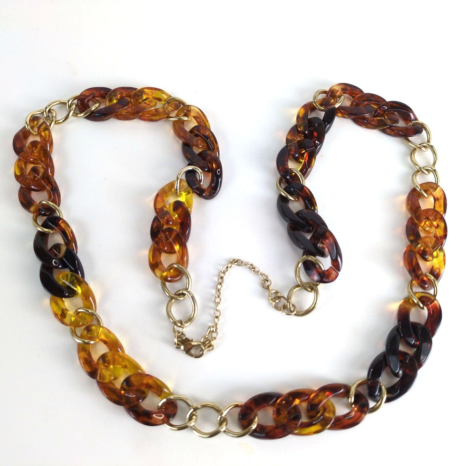 Vintage Premier Designs Margot Acrylic Tort Goldtone Links Necklace Size ONE SIZE - 1 Thumbnail