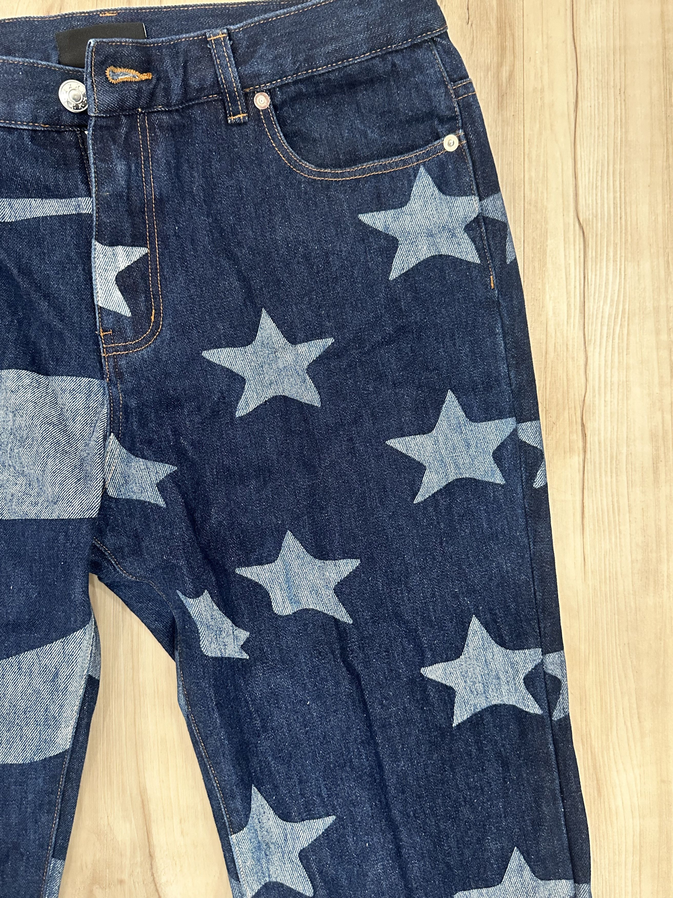 Other ELIAS Blue Jeans w/ American Flag Print & Zipper Pockets Size US 34 / EU 50 - 5 Thumbnail