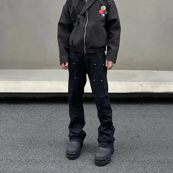 Vintage VIBE Black Slim Straight Carpenter Cargo Pants Size US 34 / EU 50 - 5 Thumbnail