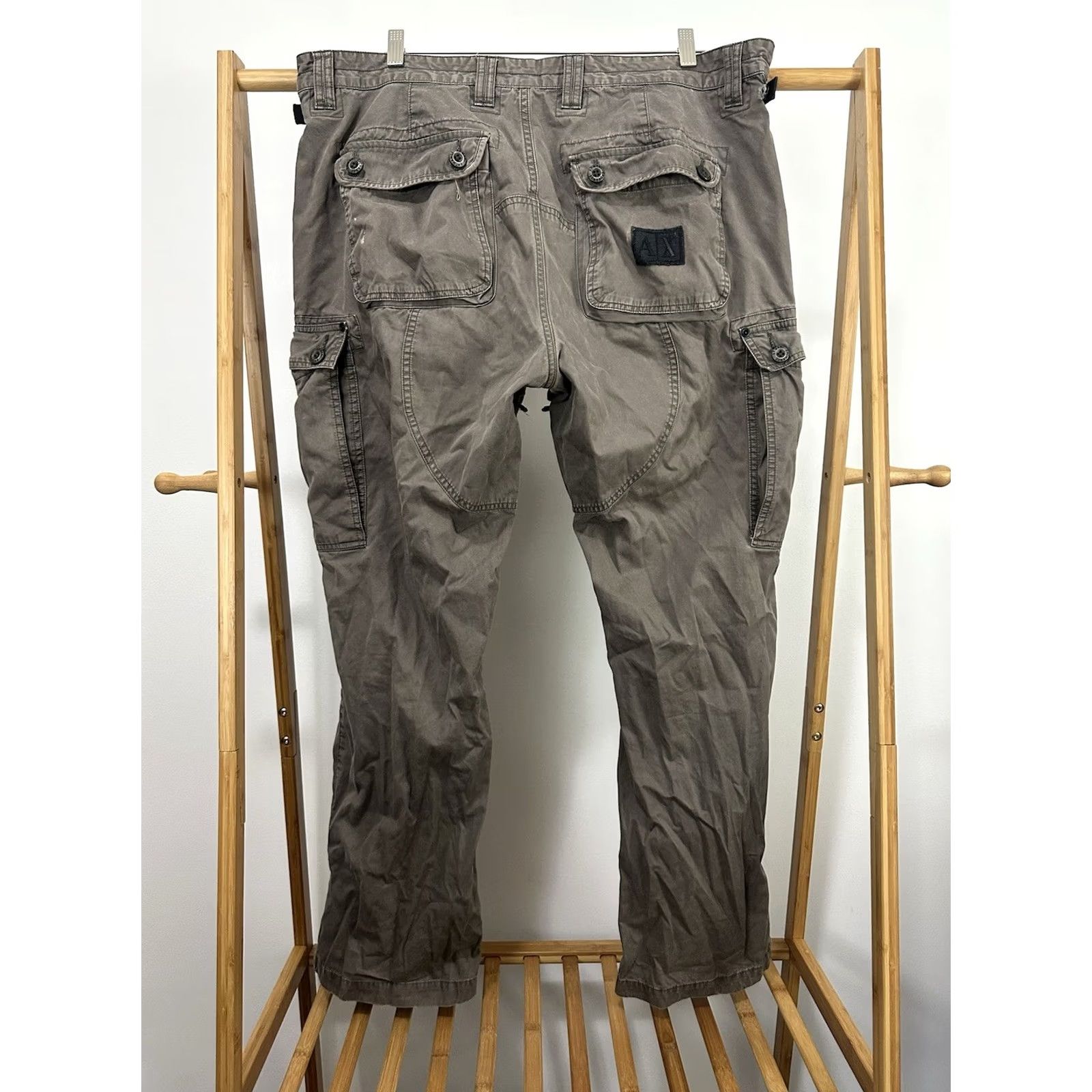 Armani Exchange Armani Exchange Men’s Cargo Zip Pocket Utility Tactical Streetwear Pants 40 Khaki Military Combat Distressing String 30 Inseam Men Size US 40 / EU 56 - 2 Thumbnail