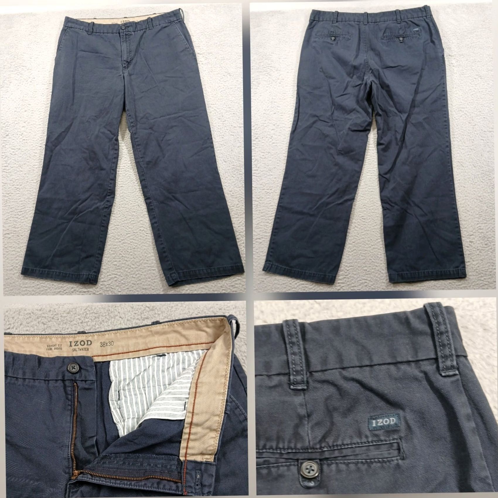 Izod IZOD Saltwater Straight Fit Blue Chino Pants Men's 38x30 100% Cotton EUC Size US 38 / EU 54 - 2 Thumbnail