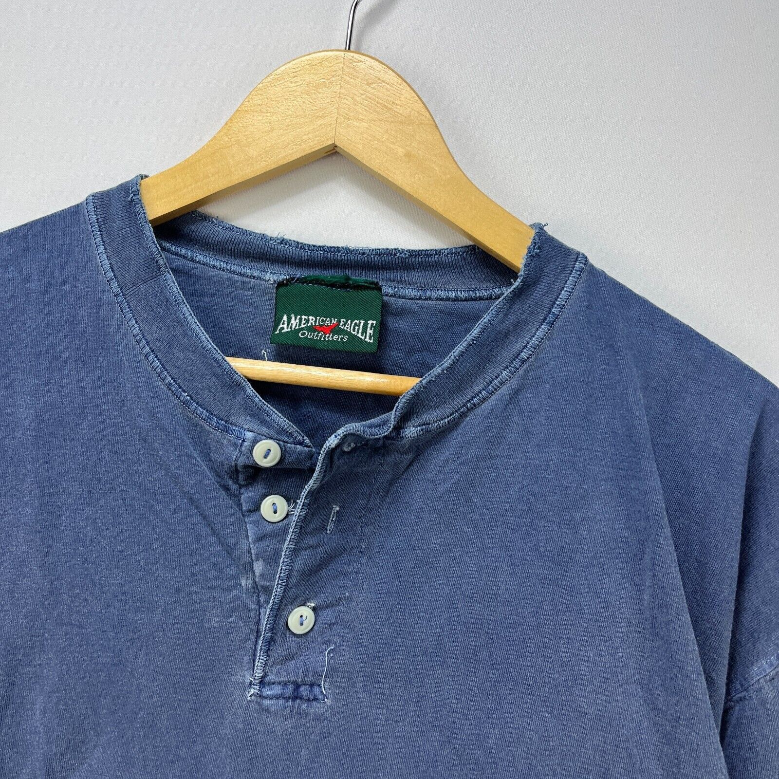 American Eagle Outfitters × Vintage Vintage 90s American Eagle Sun Faded Blank HenleyShirt Large Size US L / EU 52-54 / 3 - 3 Thumbnail