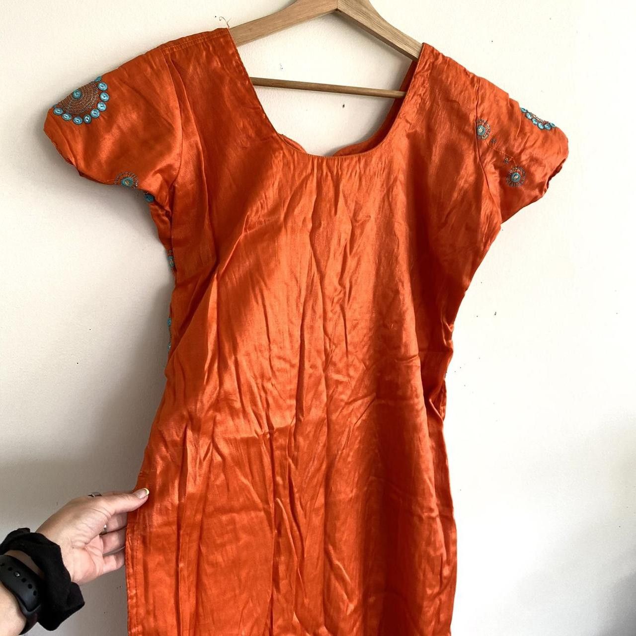Vintage VINTAGE INDIAN ORANGE TURQUOISE SEQUIN TOP DRESS SMALL Size S / US 4 / IT 40 - 8 Thumbnail