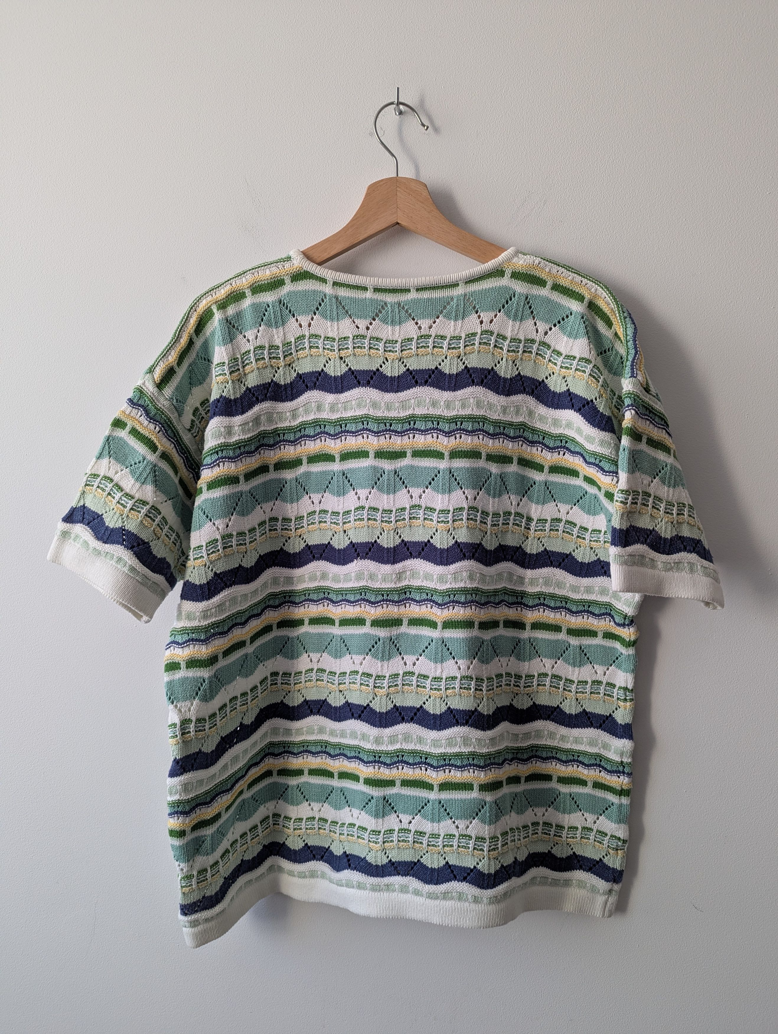 Vintage Cotton Vintage Knit Sweater Pastel Green Blouse Short Sleeve Size L / US 10 / IT 46 - 8 Thumbnail