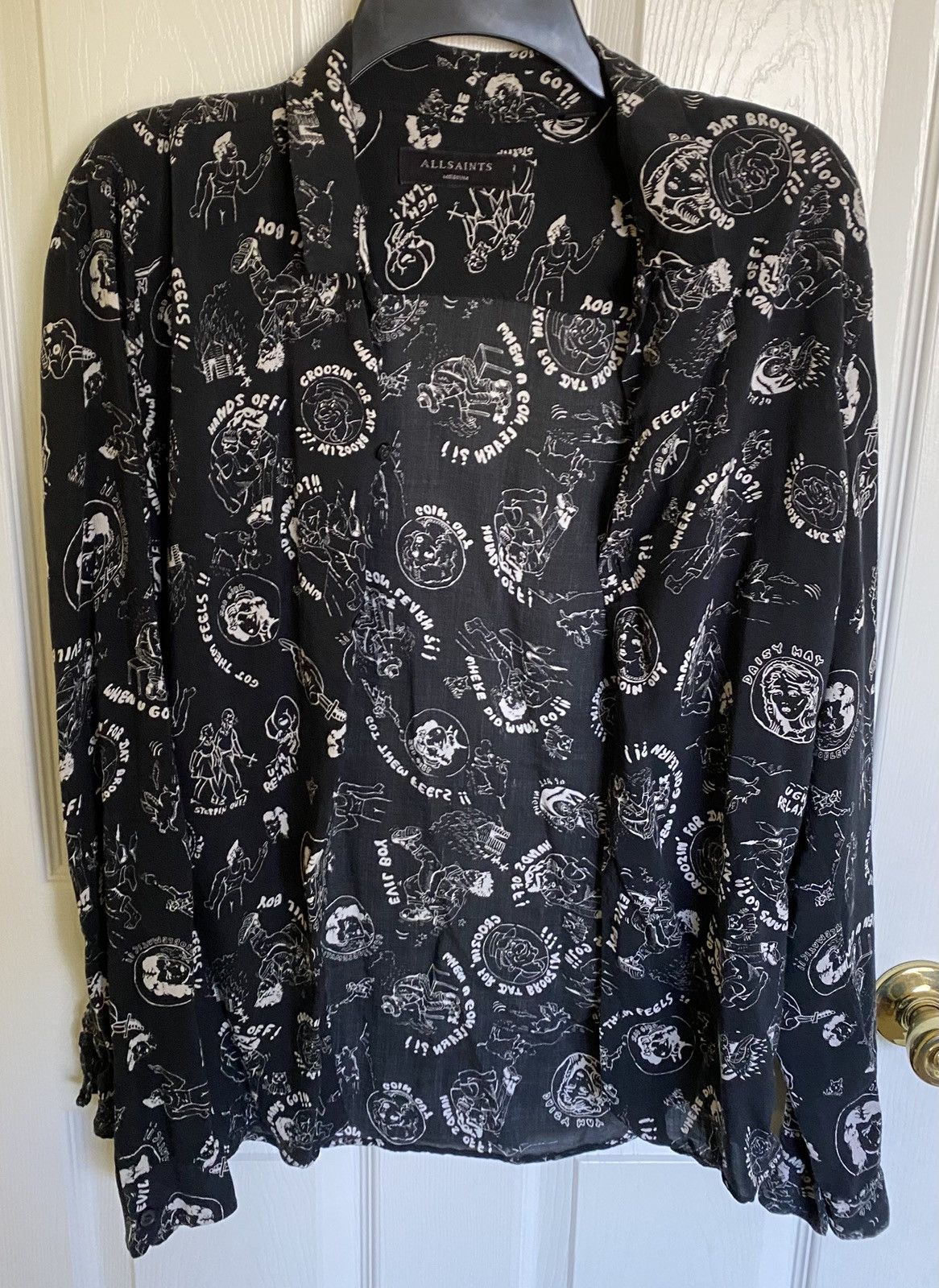 Allsaints Allsaints Feels Men’s Black Camp Collar Shirt Medium Size US M / EU 48-50 / 2 - 2 Thumbnail