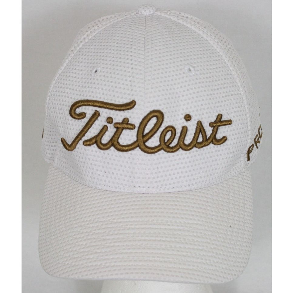 Titleist Titleist Pro V1 FJ New Era Hat M/L White Gold Mesh Golf Cap Size ONE SIZE - 2 Thumbnail