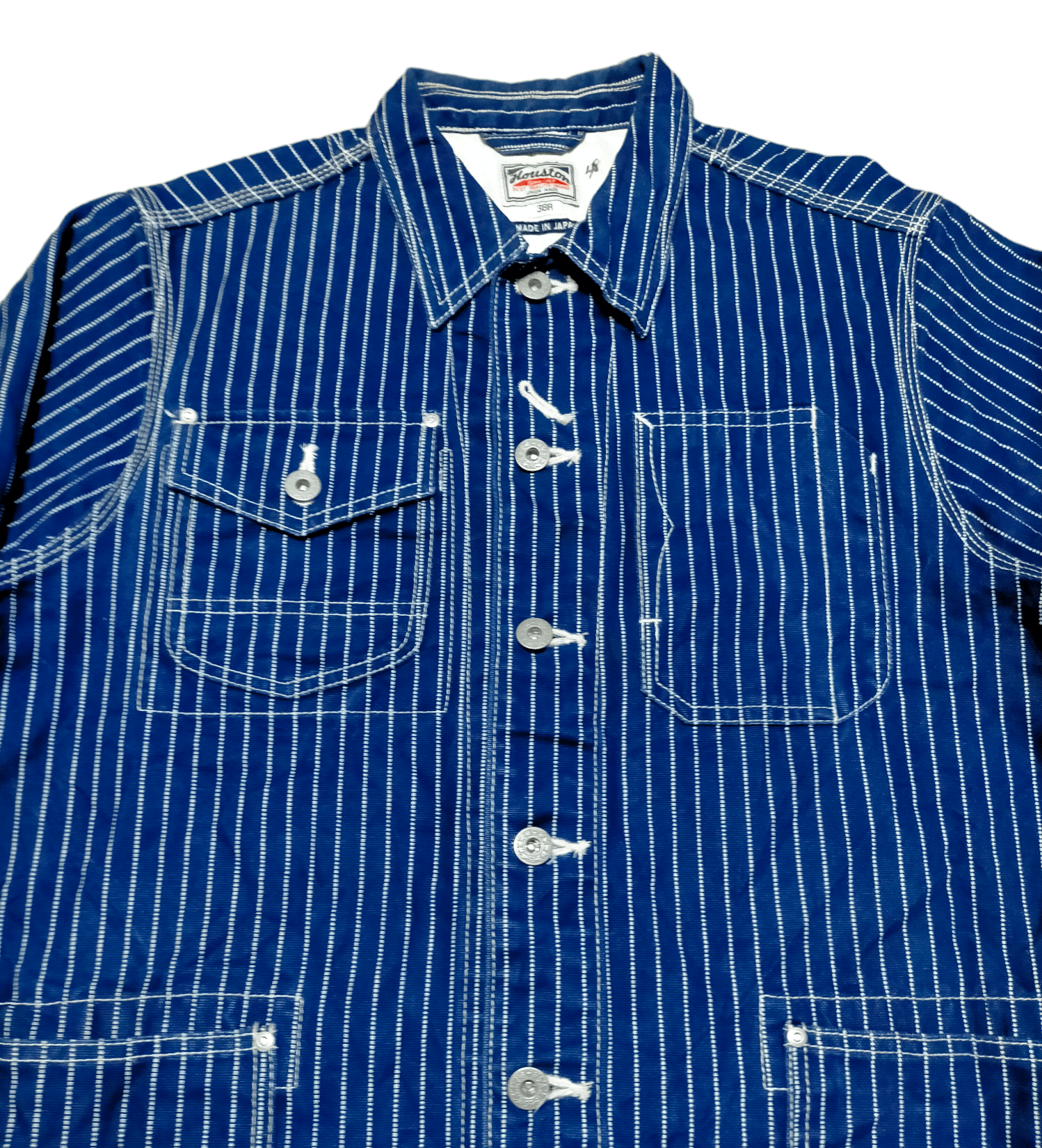 Japanese Brand Houston Wabash Chore Jaket Stripe Denim Made in Japan Size US M / EU 48-50 / 2 - 3 Thumbnail