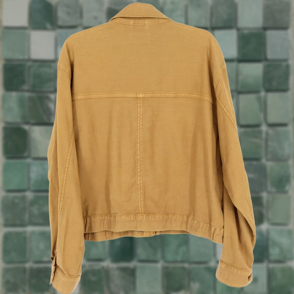 Pilcro by Anthropologie Bomber Jacket XL Mustard Yellow Twill Crop Utility Womens Short Jacket