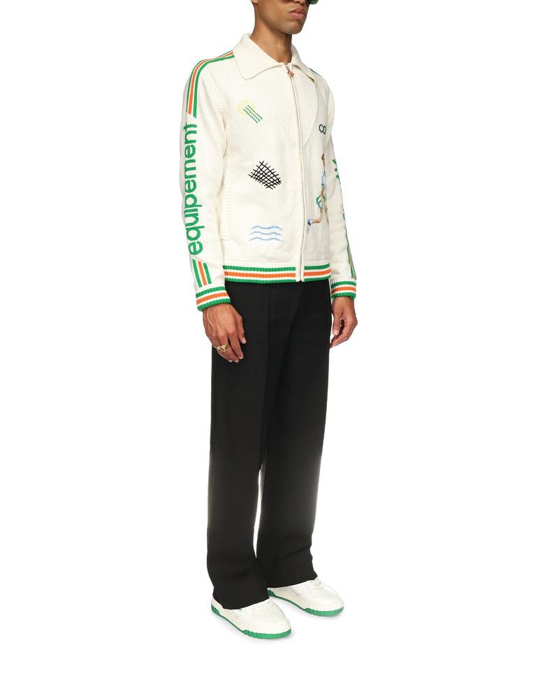 Casablanca o1mle0326 Le Jeu Intarsia Knit Jacket in White Size US XXL / EU 58 / 5 - 4 Thumbnail
