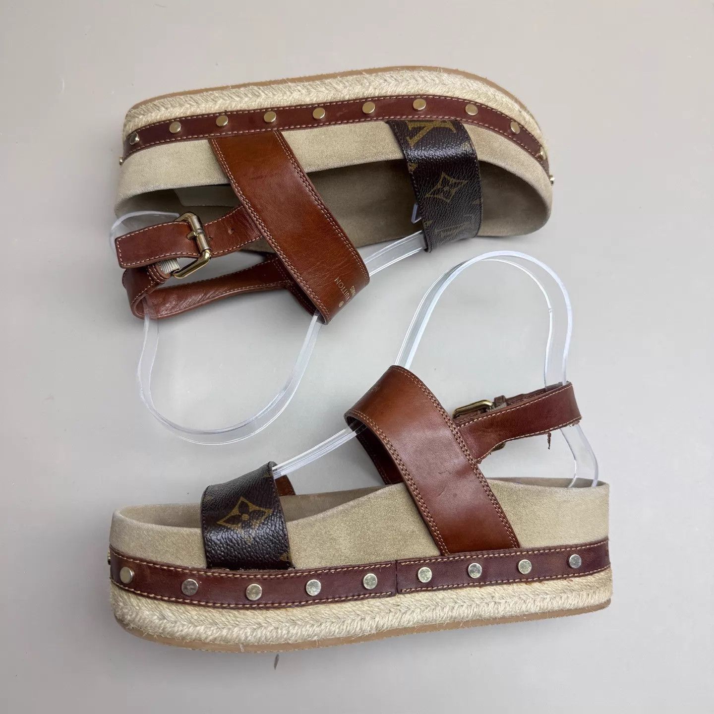 Louis Vuitton LV Monogram Dark Brown Sandal Thick Sole Size 36 95 New Size US 5.5 / IT 35.5 - 5 Thumbnail