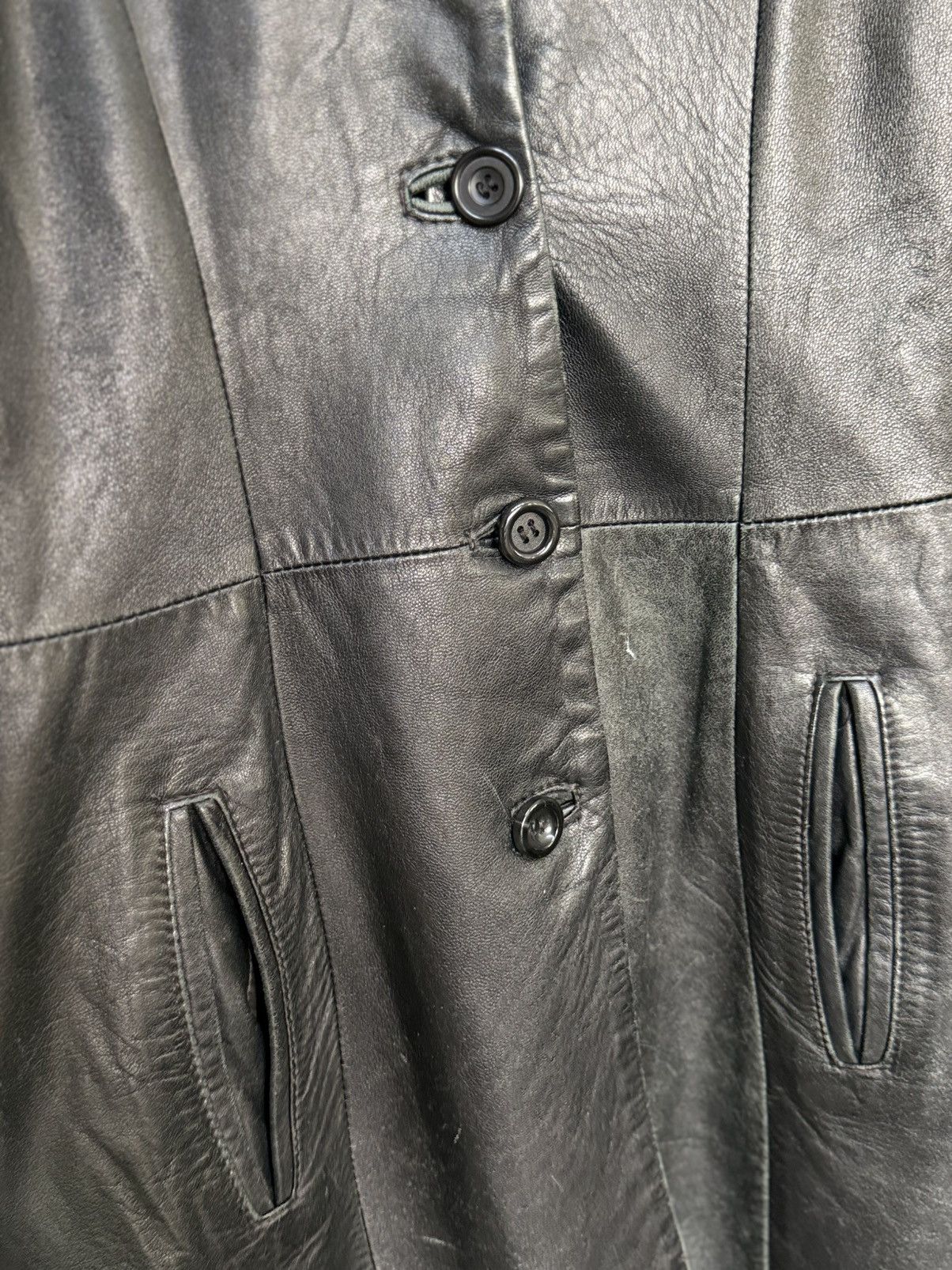 Other Vintage Black Longline Jacket IT, Genuine Leather Size 4-6 S Size S / US 4 / IT 40 - 12 Thumbnail