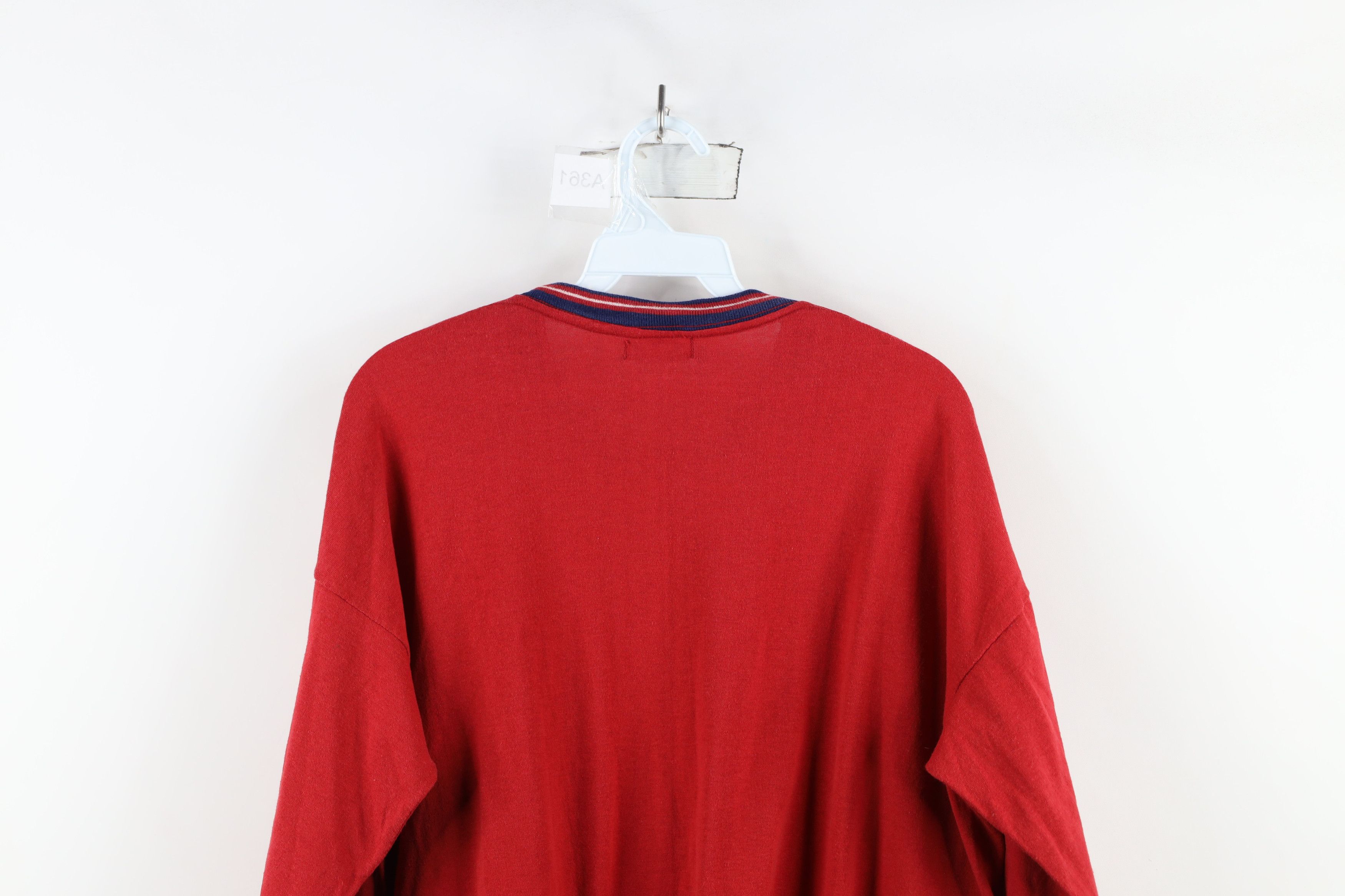 Vintage Vintage 70s Streetwear Blank Long Sleeve T-Shirt Red USA Size US XL / EU 56 / 4 - 9 Thumbnail