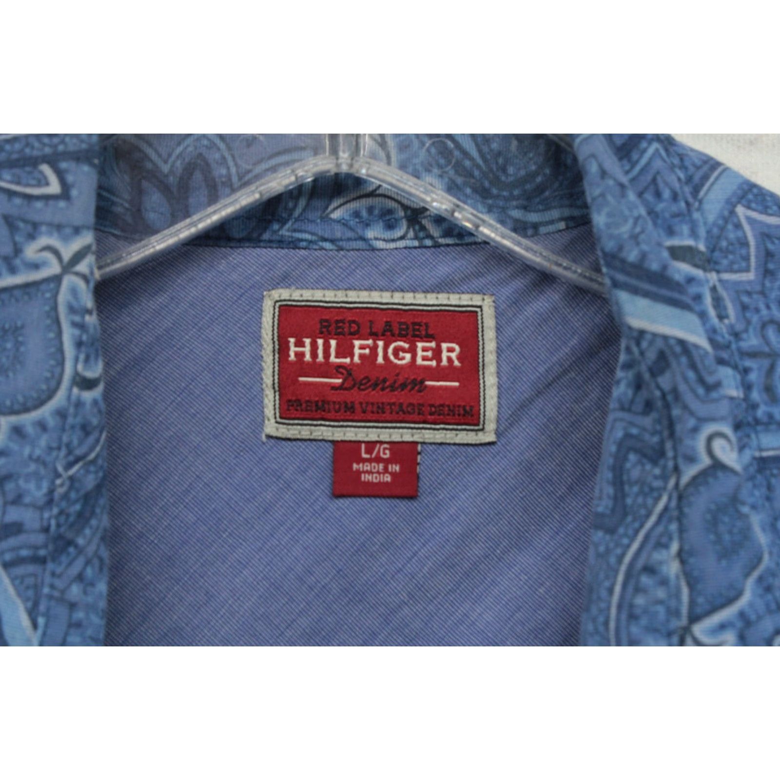 Tommy Hilfiger VINTAGE Tommy Hilfiger Shirt Mens L Blue Paisley Red Label Patch Work Flip Cuff Size US L / EU 52-54 / 3 - 7 Thumbnail