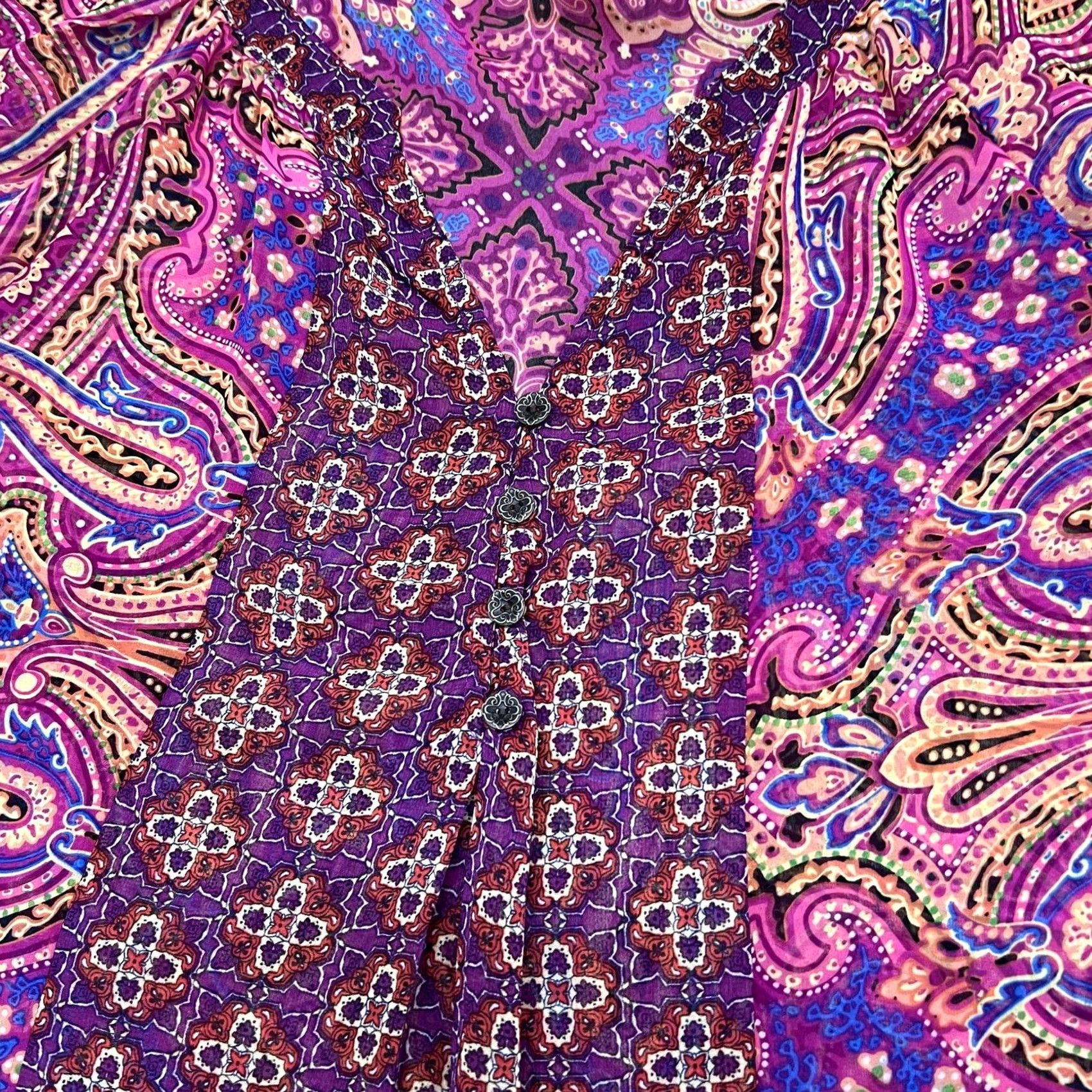 Olive Olive Hill Blouse Womens M Multicolor Paisley V-Neck 3/4 Sleeve Tunic Top Boho Size M / US 6-8 / IT 42-44 - 7 Thumbnail