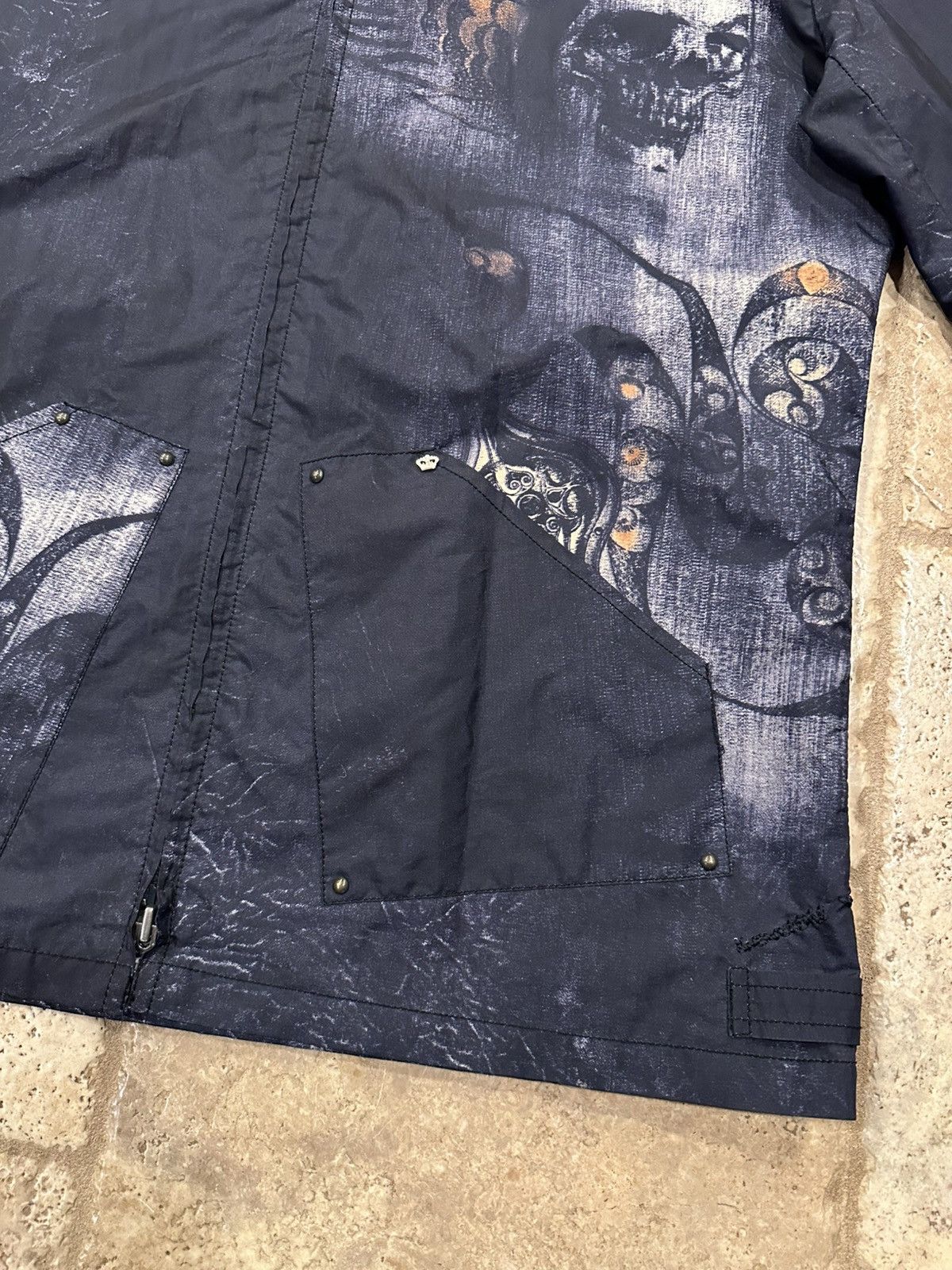 Robert Graham × Vintage Robert Graham Skull / Skeleton Black Windbreaker Zip Jacket Size US XL / EU 56 / 4 - 6 Thumbnail