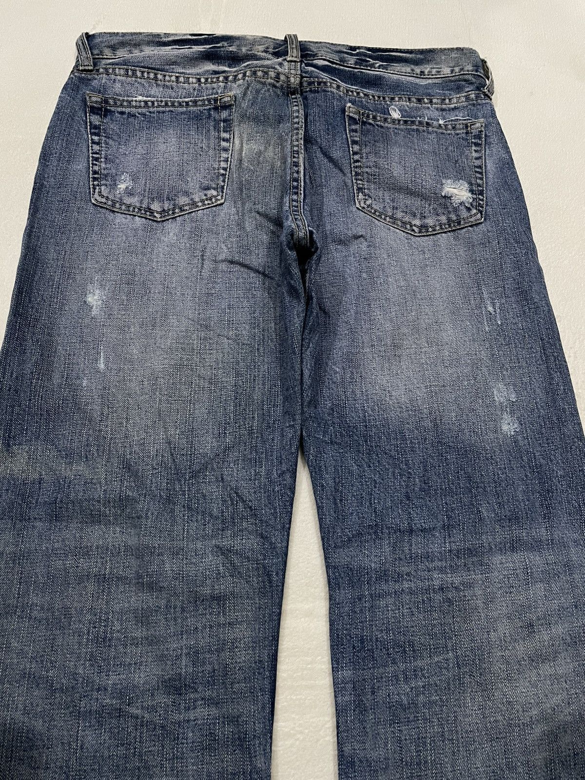 Japanese Brand Vintage Theoria faded distressed straight cut denim jeans Size US 33 - 12 Thumbnail