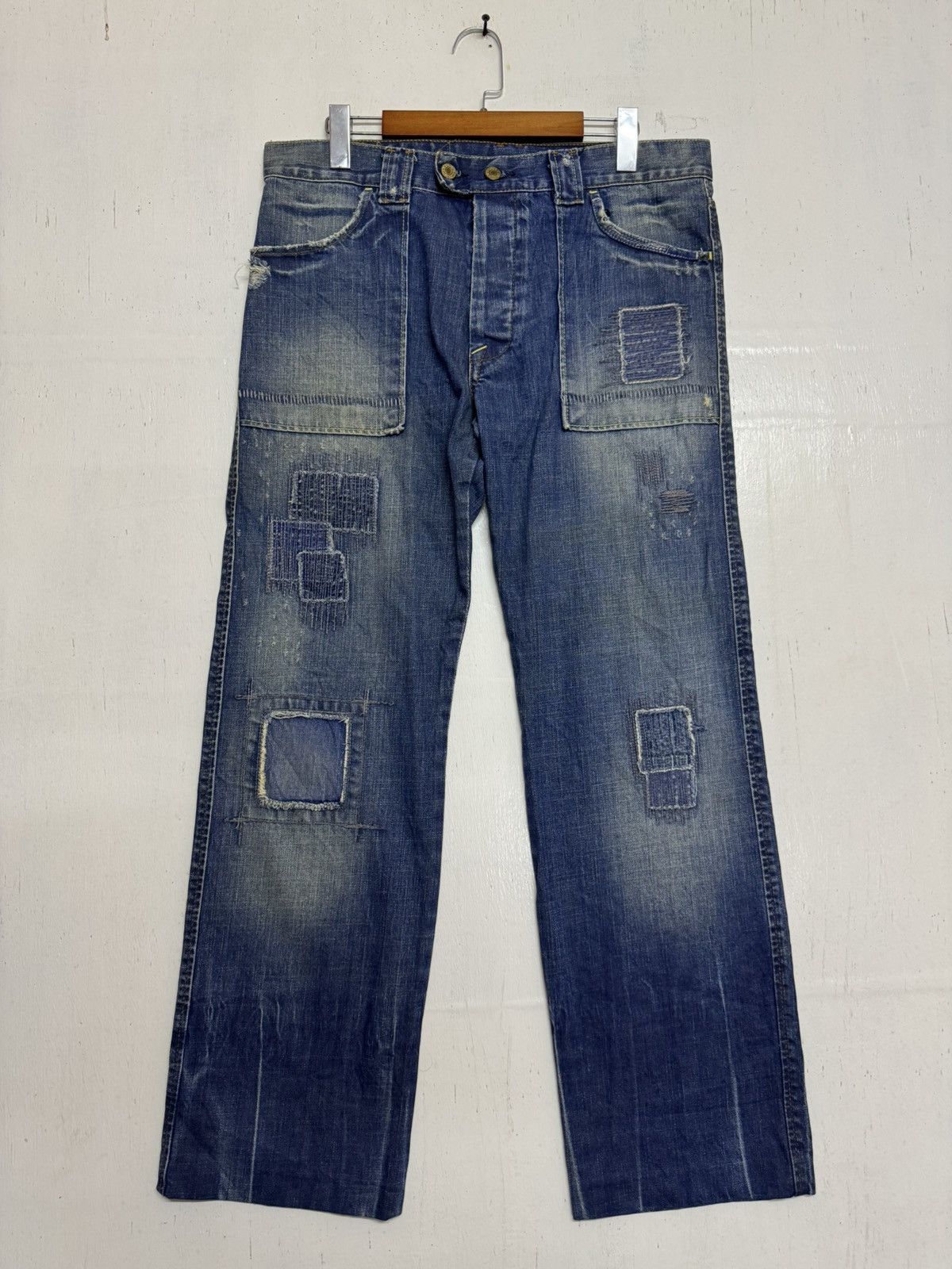Japan Rags × Japanese Brand × Vintage Japan Rags patchwork sunfaded denim Size US 36 / EU 52 - 5 Thumbnail