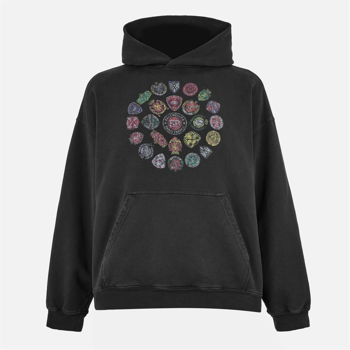 Balenciaga o1g2r1mq0226 Spiral Crest Pull Over Hoodie In Black Size US L / EU 52-54 / 3 - 1 Thumbnail