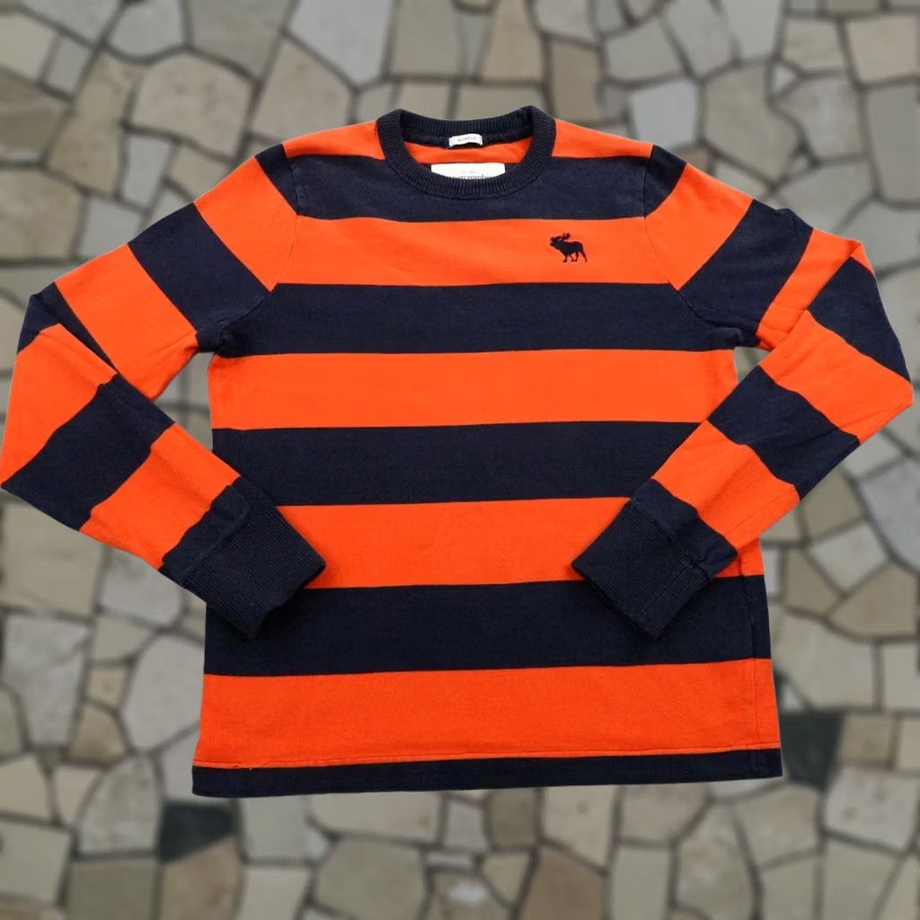 Abercrombie & Fitch Abercrombie & Fitch Sweater Mens Large Blue Orange Stripes Pullover Muscle Y2K Size US L / EU 52-54 / 3 - 1 Thumbnail