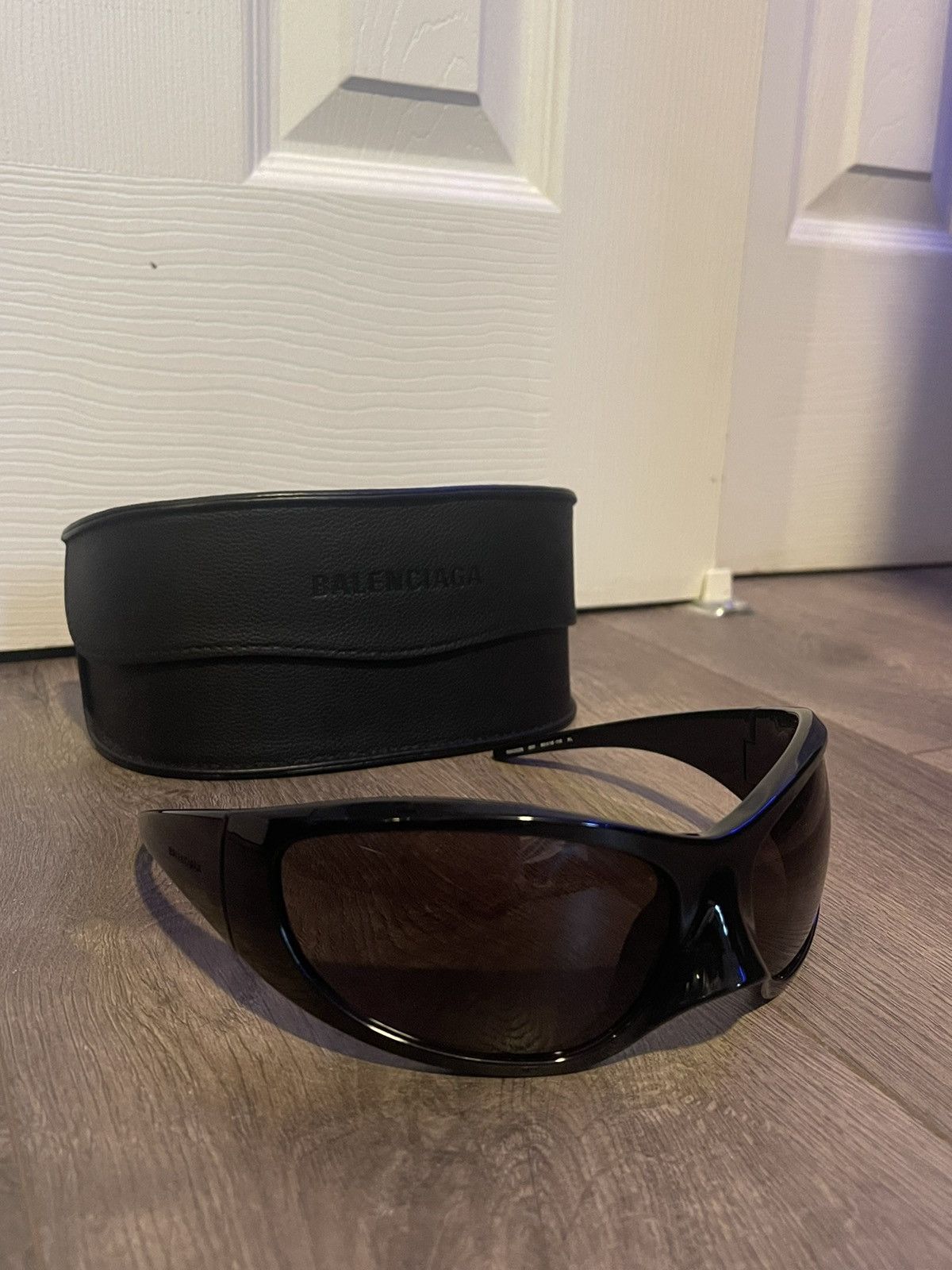 image of Balenciaga Xxl Skin Cat Sunglasses in Black, Men's