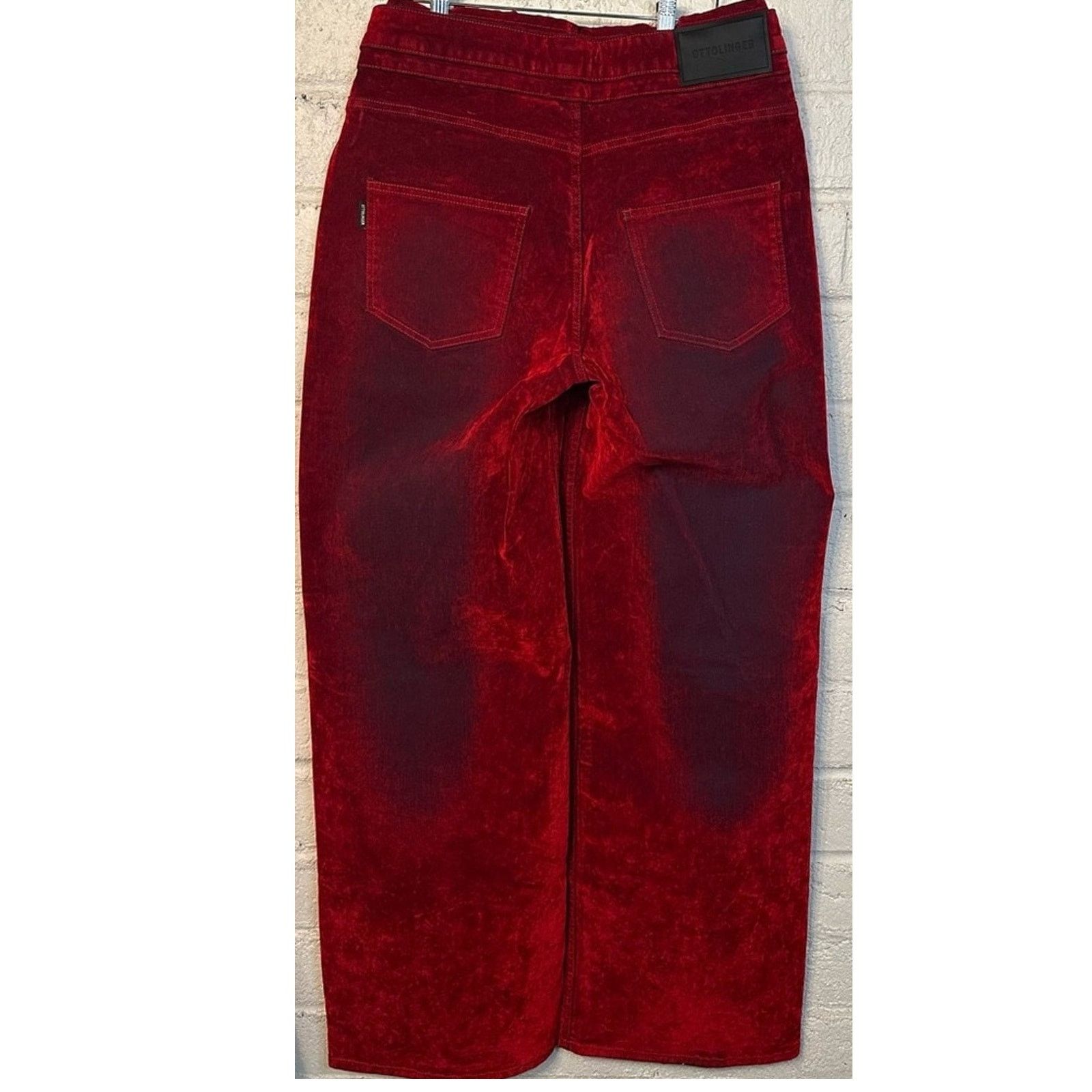 Ottolinger Red Velvet Double Fold Wide leg Jeans size L Unisex Cotton Size 32" / US 10 / IT 46 - 14 Thumbnail