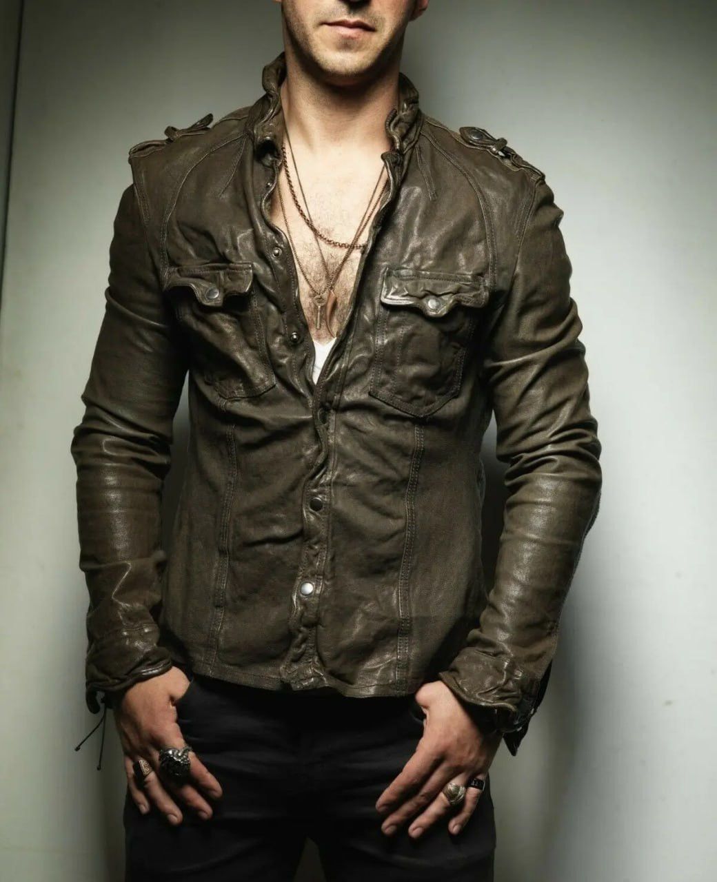 Allsaints Allsaints Wrinkled Lamb Leather Jacket Elephant Gray/Brown Size US L / EU 52-54 / 3 - 2 Thumbnail