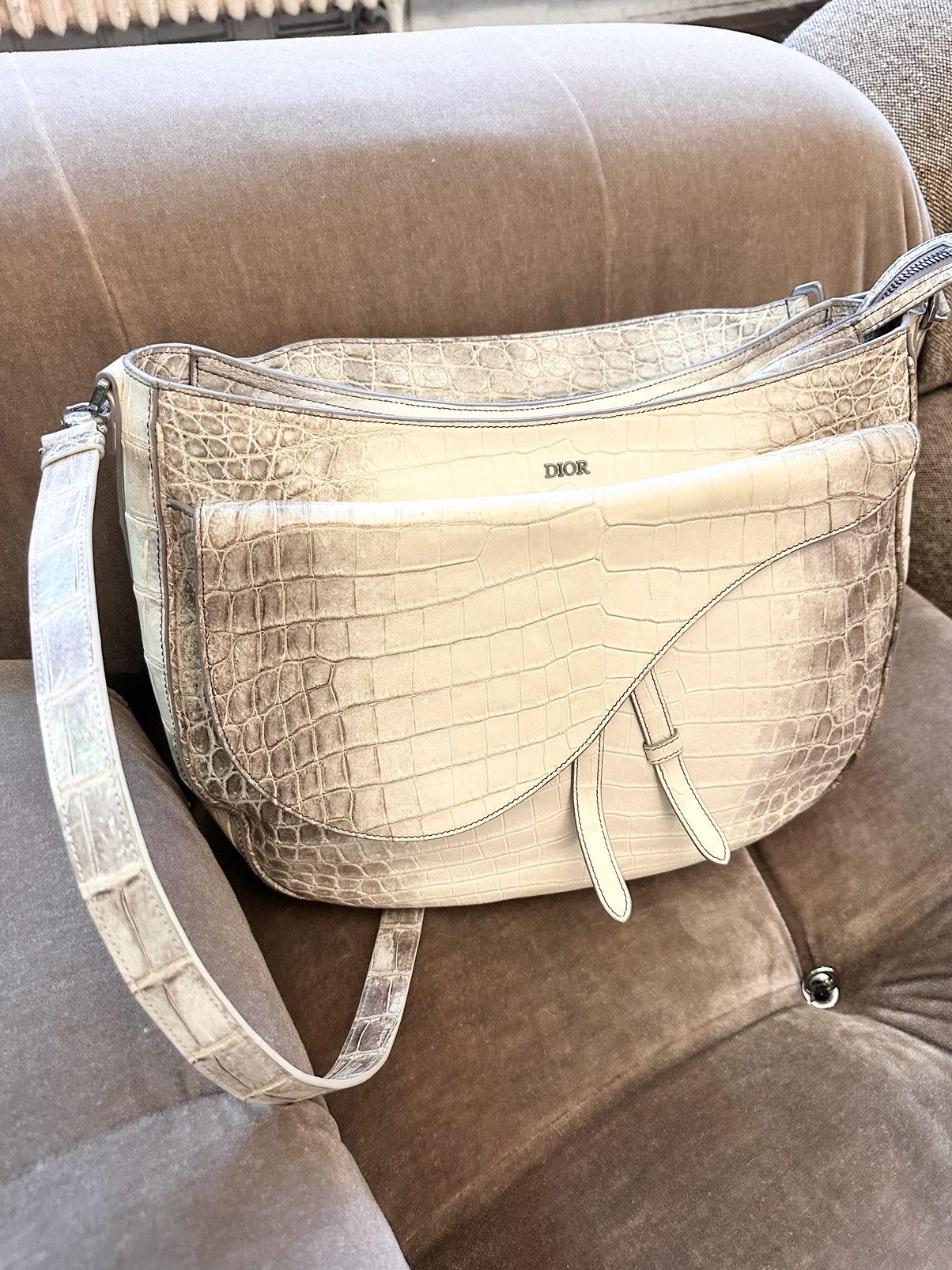 Dior Dior Himalayan Crocodile XL Soft Saddle Bag Grailed