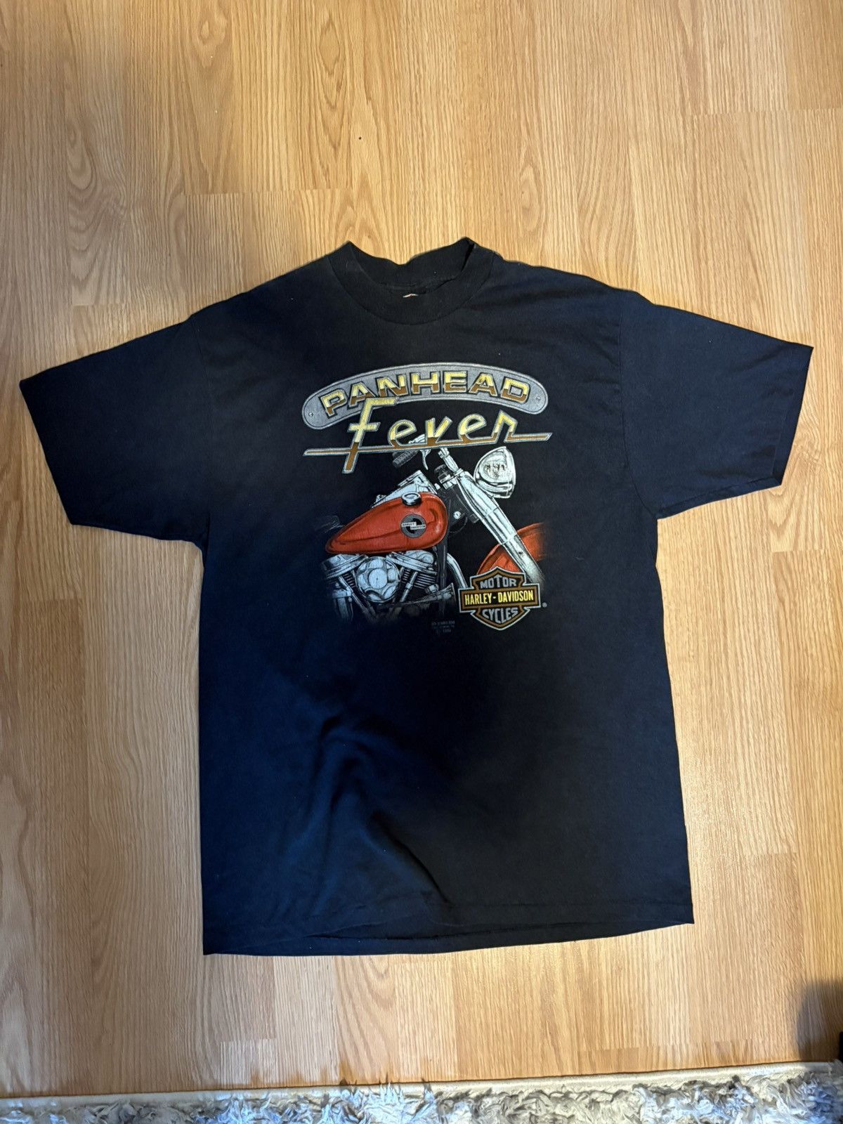 Harley Davidson 1990 Vintage Harley Davidson Panhead Fever 3D Emblem T-shirt Size US XL / EU 56 / 4 - 1 Thumbnail