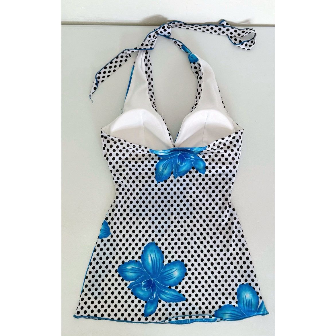 Japanese Brand Polka Dot Floral Belted Halter Top Shirt Blouse Size S 🤍💙 Size S / US 4 / IT 40 - 4 Thumbnail