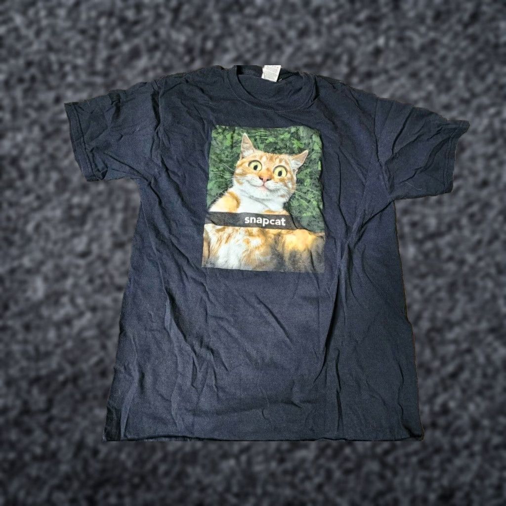 Fruit Of The Loom VINTAGE? No, it's not vintage. Fruit of the Loom T-Shirt Cat Black Funny Selfie Snapcat Mens M Black Cat Shirt Adult M T-Shirt Cat Theme Mens Size US M / EU 48-50 / 2 - 1 Thumbnail
