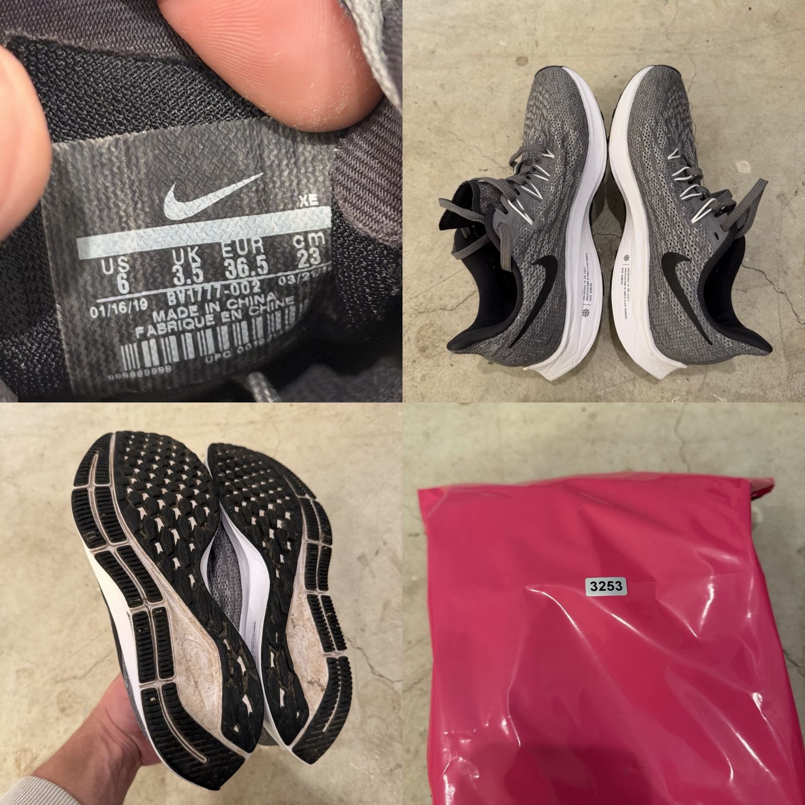Nike Nike Zoom Pegasus 36 TB Womens Sneaker Gray Black White BV1777-002 6 WMSN Women's Size US 4 / IT 34 - 8 Thumbnail
