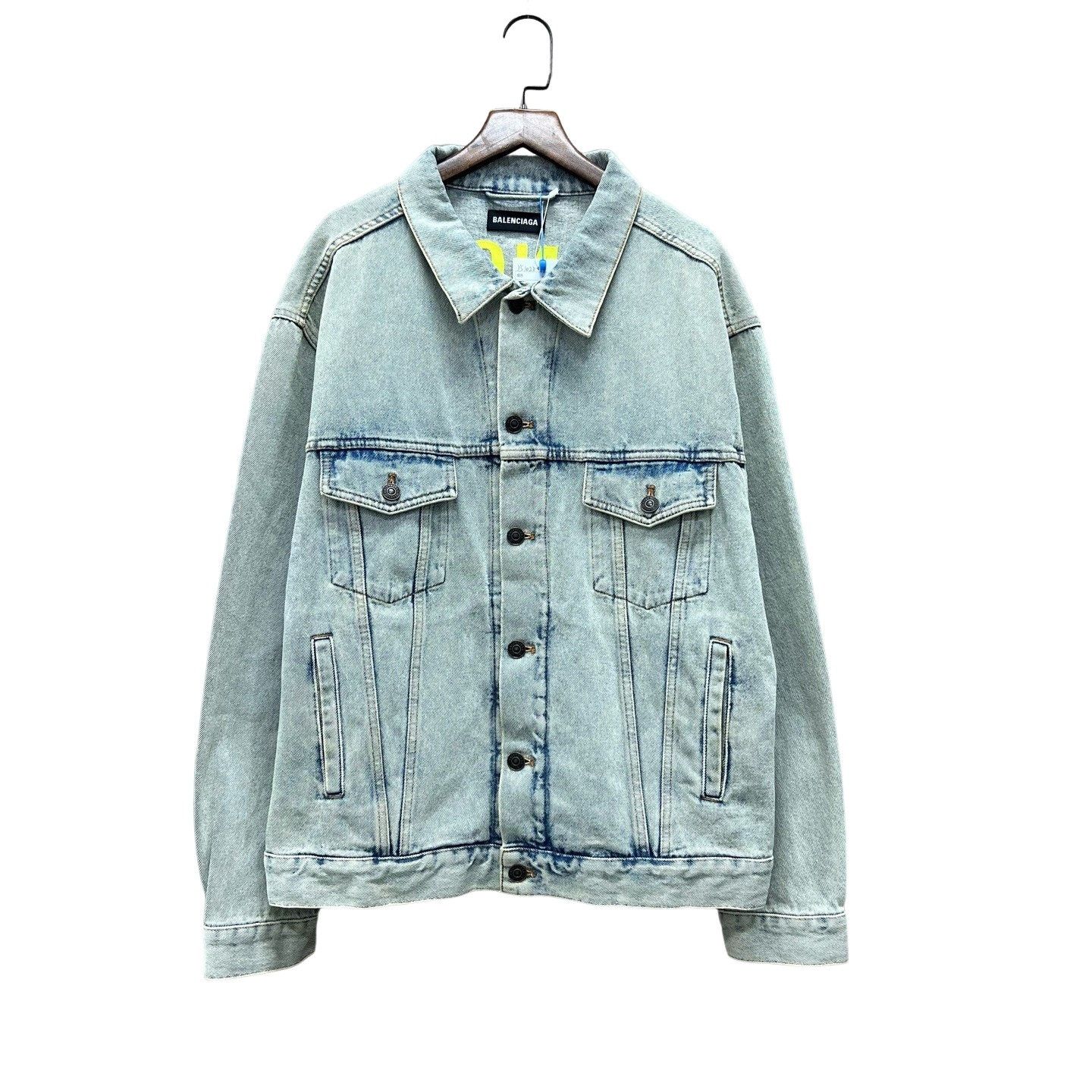 Balenciaga Balenciaga Neon Logo Denim Jacket Size M Size US M / EU 48-50 / 2 - 1 Thumbnail
