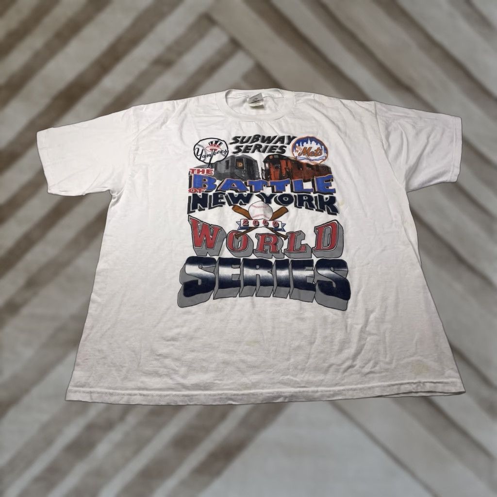 Jerzees VINTAGE World Series Battle Of New York Subway Series T-Shirt 2000s Yankees Mets 2XL White Nike? Size US XXL / EU 58 / 5 - 1 Thumbnail
