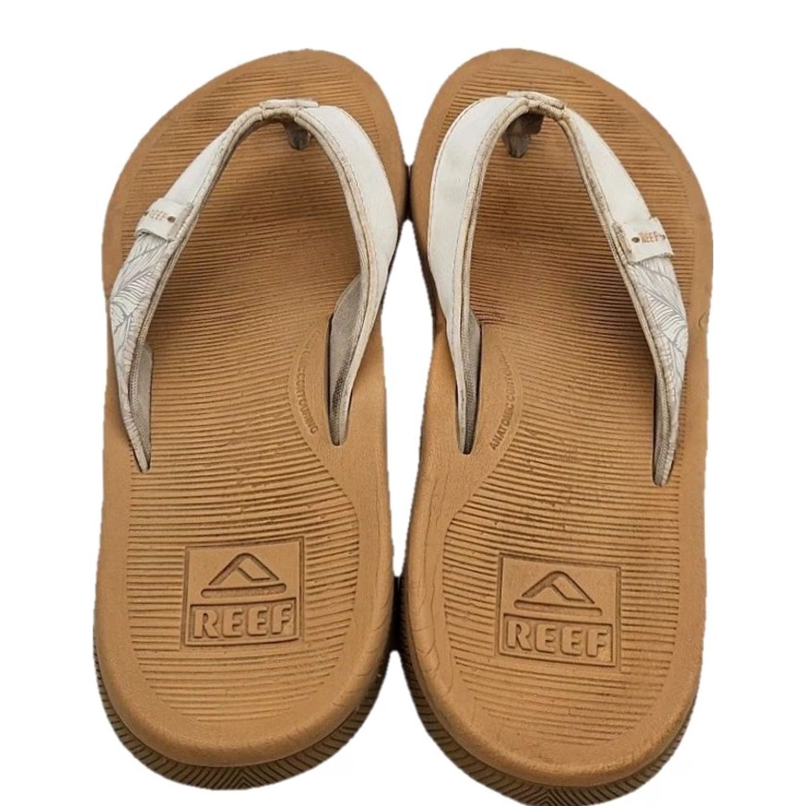 REEF Reef Women Flip Flop Sandal White Tan Cushioned Footbed Casual Beach Sandals Size US 7 / IT 37 - 3 Thumbnail