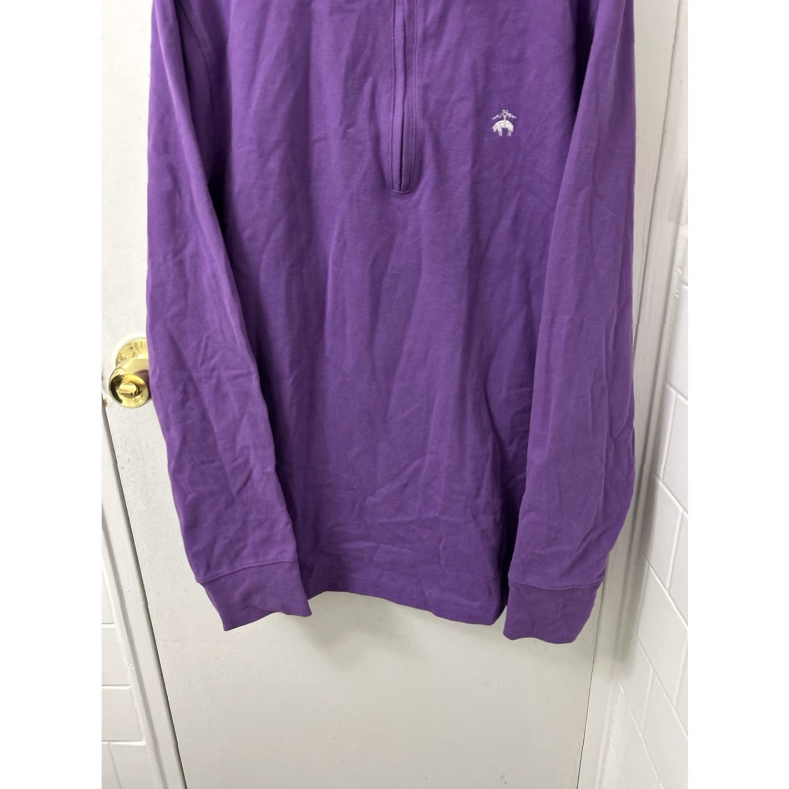Brooks Brothers Brooks Brothers 1/4 Zip Mens Medium Purple Cotton Pullover Sweatshirt L/S Shirt Pullover Size US M / EU 48-50 / 2 - 3 Thumbnail