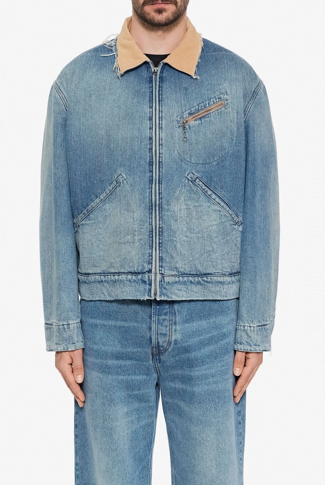 Maison Margiela Last Maison Margiela Corduroy Collar Distressed Denim Jacket Size US L / EU 52-54 / 3 - 1 Thumbnail