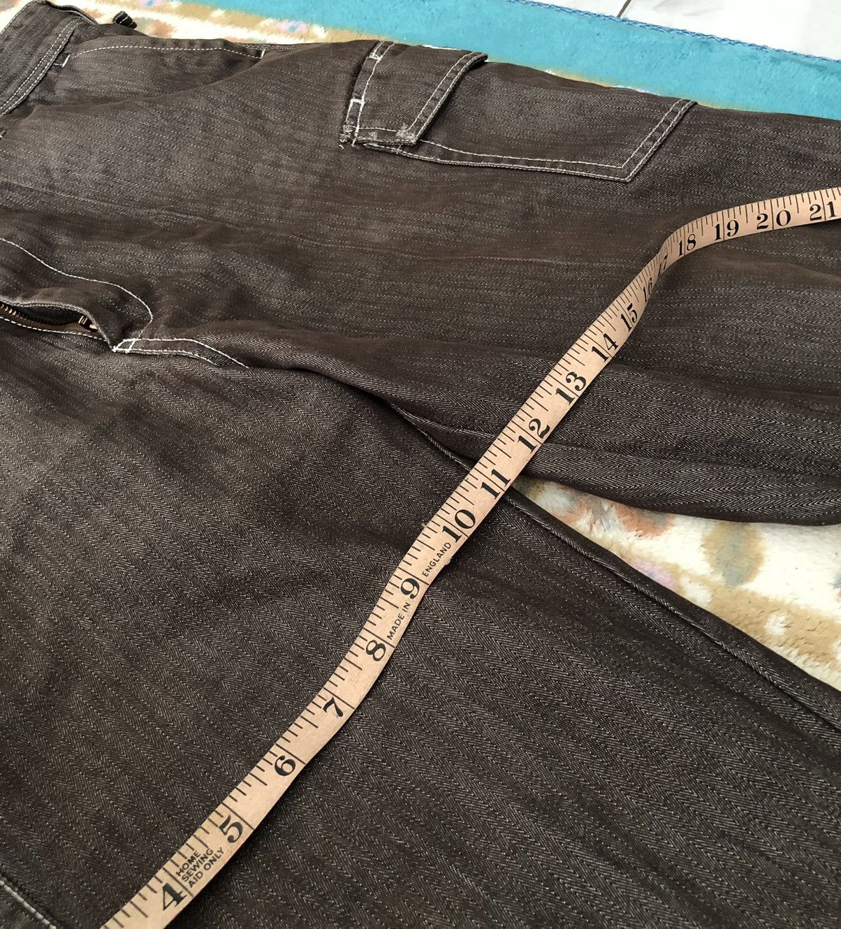Japanese Brand HERRINGBONE CARGO JEANS Size US 36 / EU 52 - 4 Thumbnail