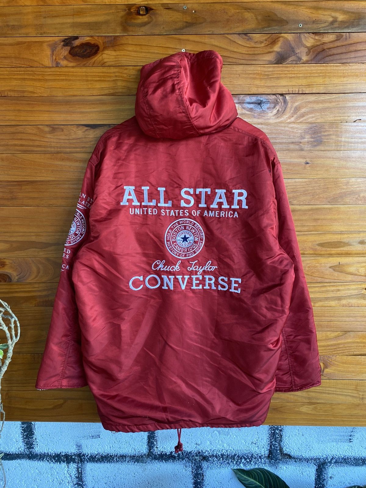 Converse Vintage Converse All Star Sherpa-Lined Hooded Jacket Red Size US L / EU 52-54 / 3 - 5 Thumbnail